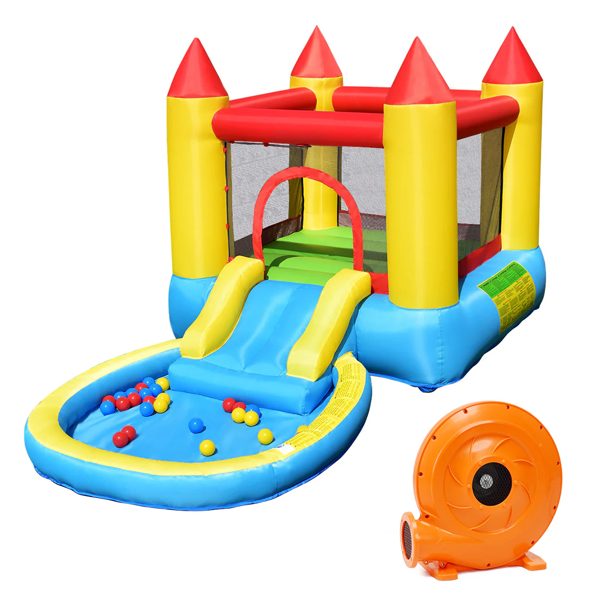 Inflatable Kids Slide Bounce House, 580w Blower