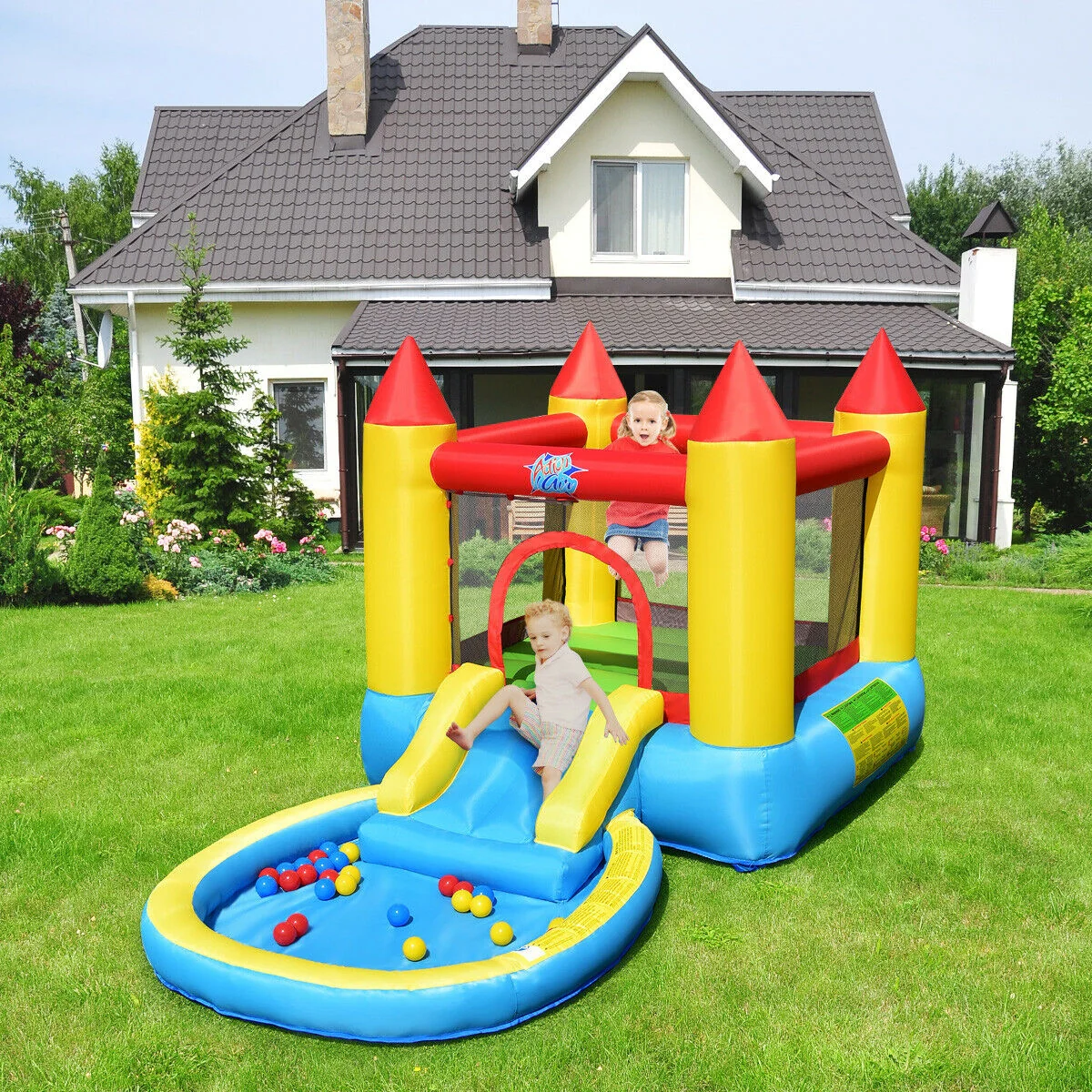Inflatable Kids Slide Bounce House, 580w Blower - Image 2