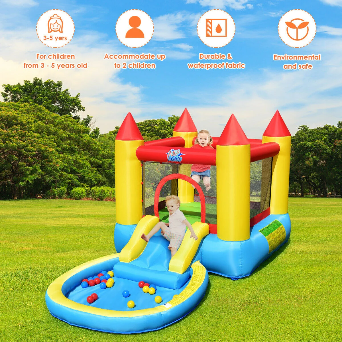 Inflatable Kids Slide Bounce House, 580w Blower - Image 3