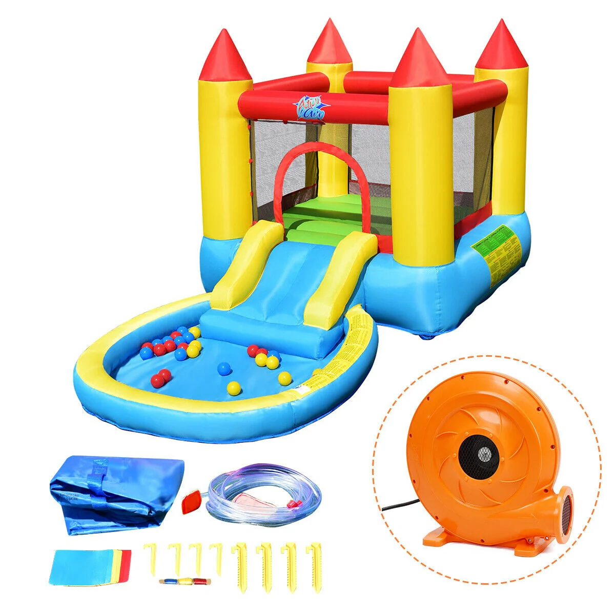 Inflatable Kids Slide Bounce House, 580w Blower - Image 6