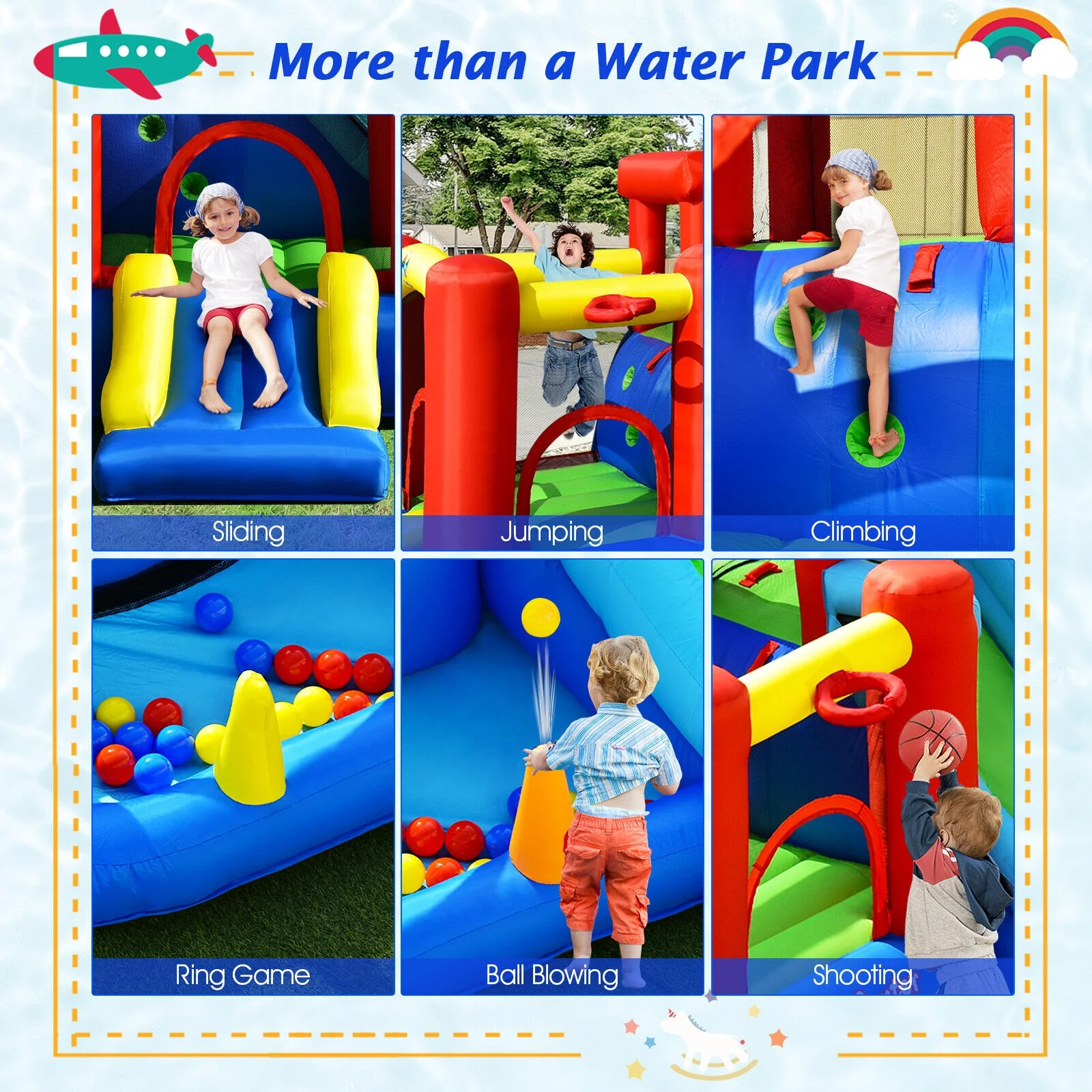 Inflatable Kids Water Slide Bounce House, 9-in-1, 860W Blower - Image 10