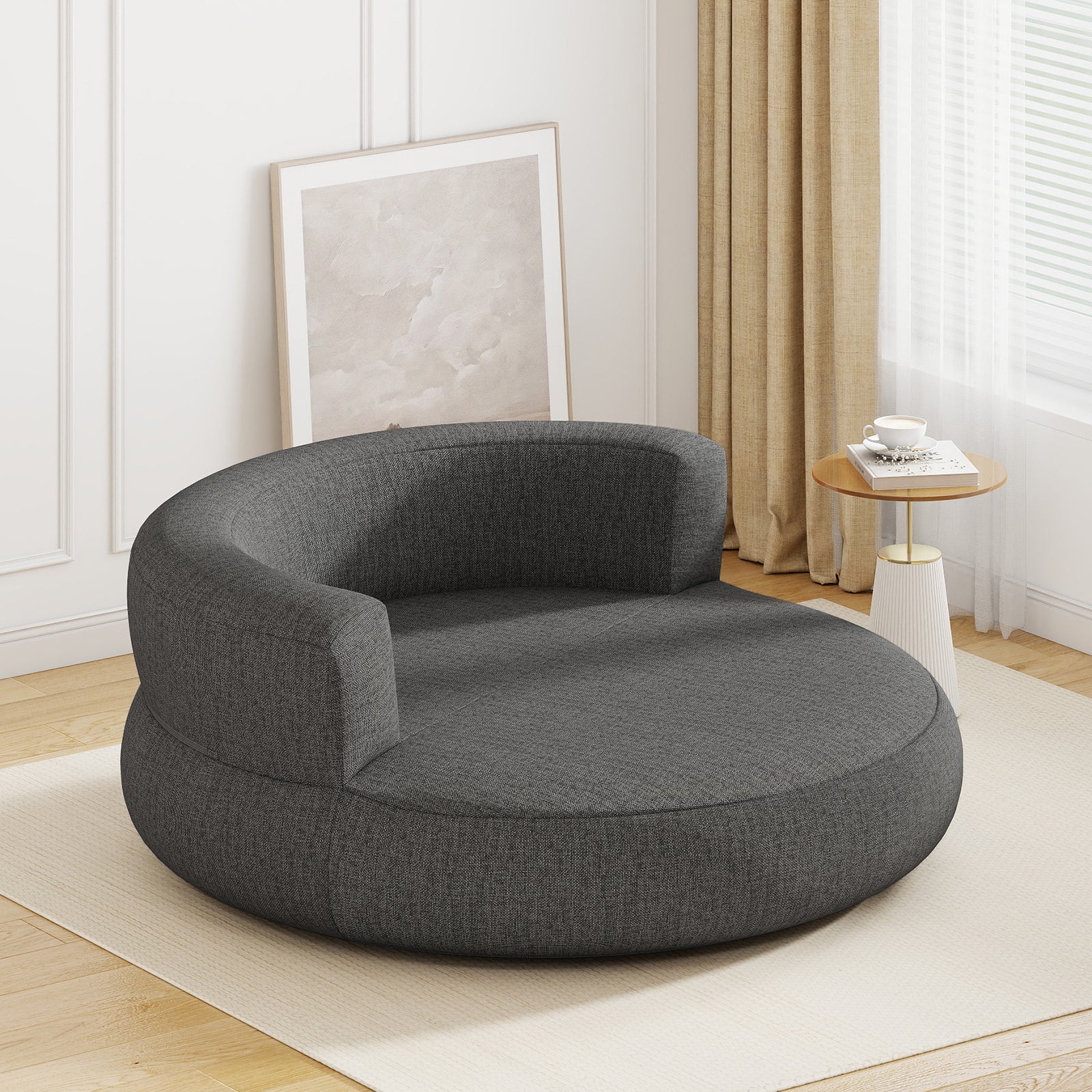 Inflatable Lounger Air Sofa with Detachable Cover, Gray - Image 2