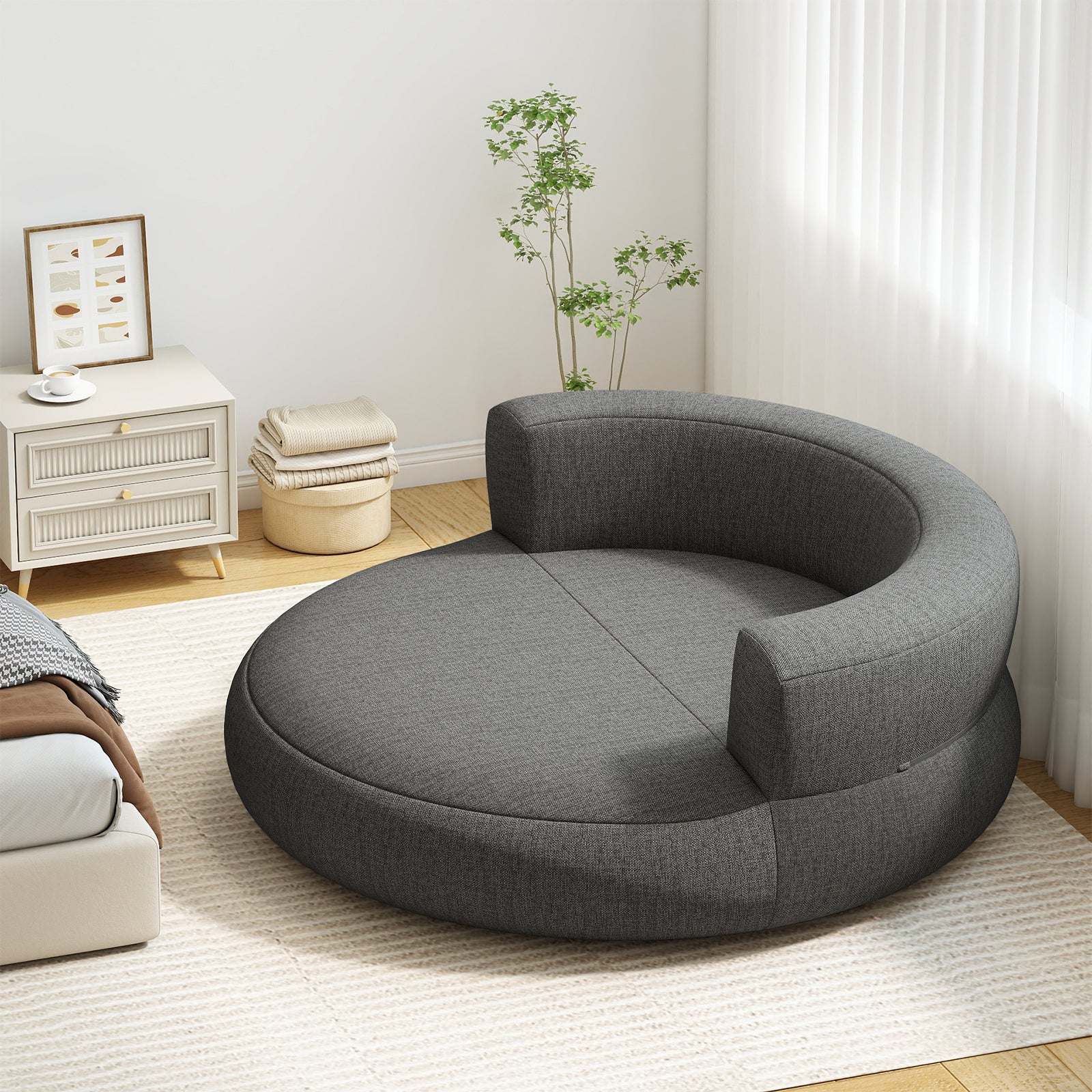 Inflatable Lounger Air Sofa with Detachable Cover, Gray - Image 3