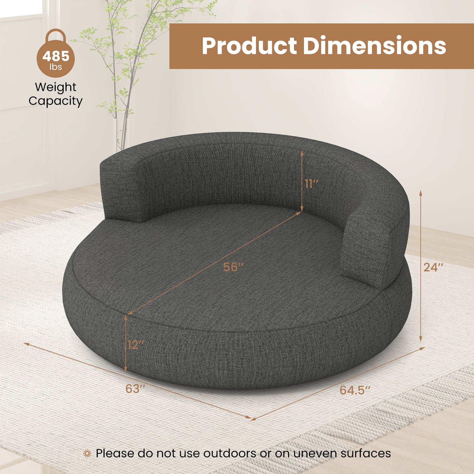 Inflatable Lounger Air Sofa with Detachable Cover, Gray - Image 5