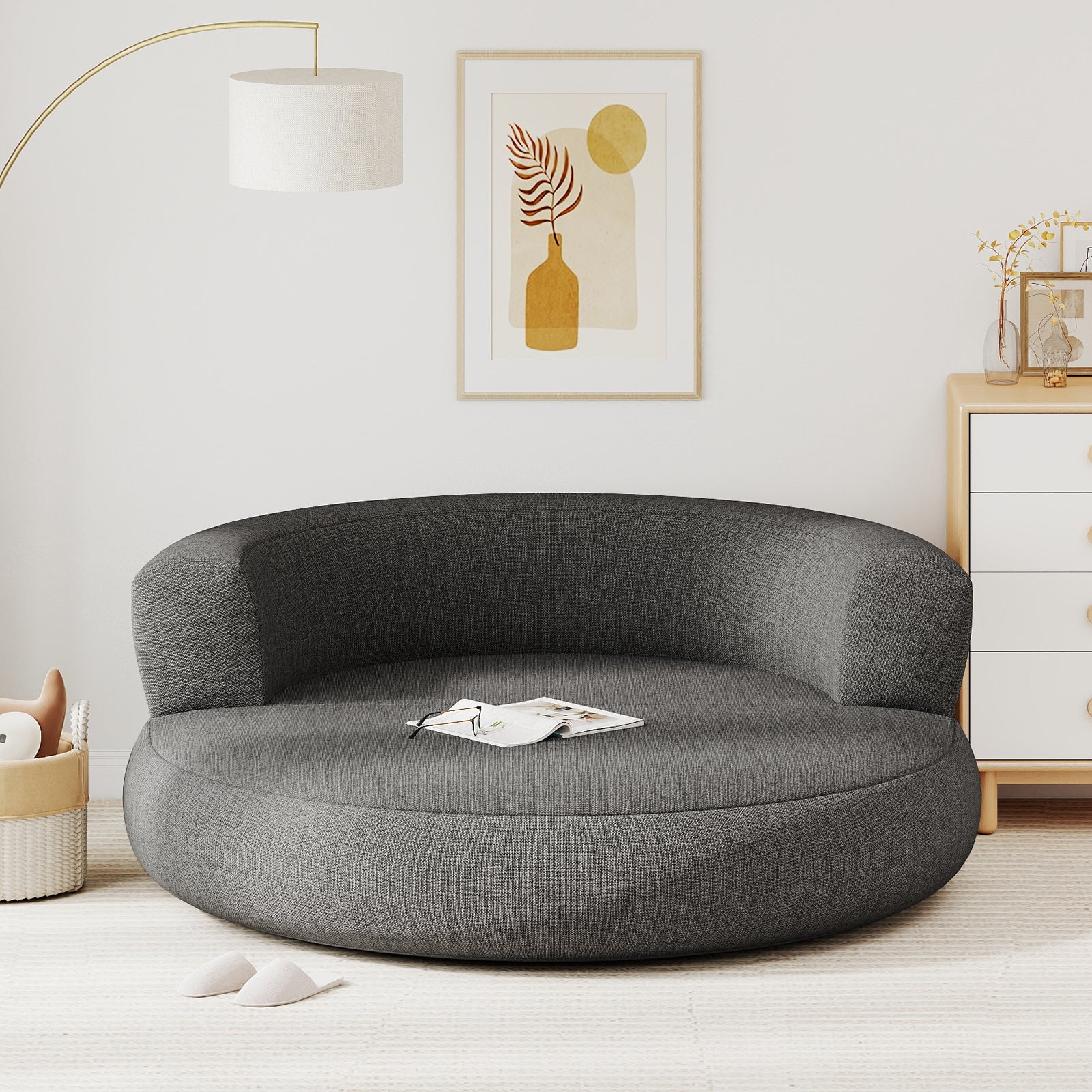 Inflatable Lounger Air Sofa with Detachable Cover, Gray - Image 6