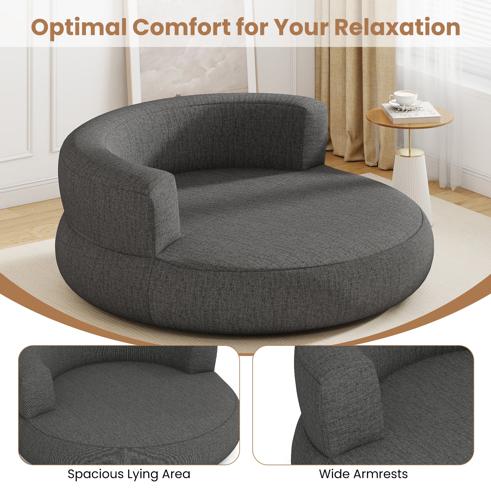 Inflatable Lounger Air Sofa with Detachable Cover, Gray - Image 8