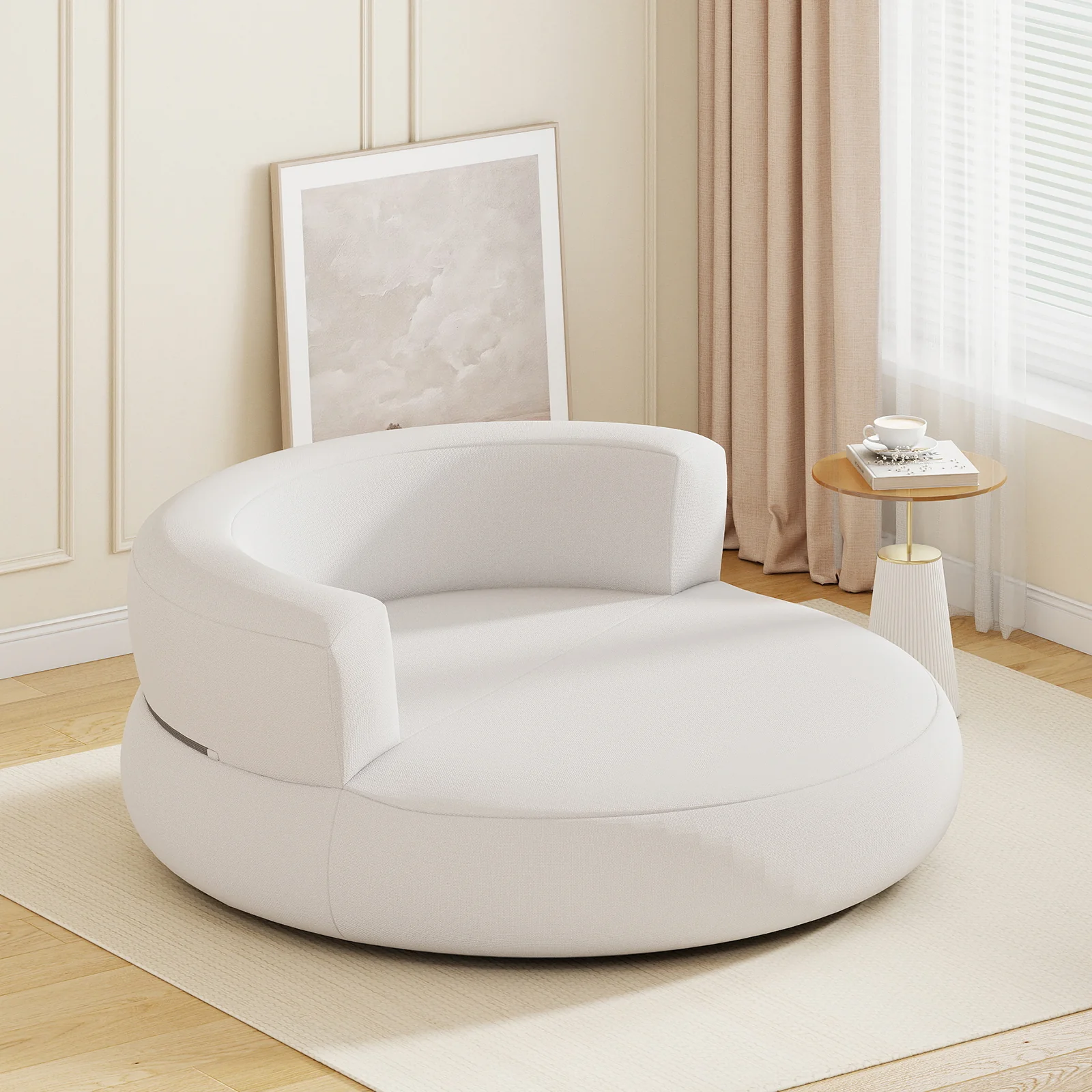 Inflatable Lounger Air Sofa with Detachable Cover, White - Image 2