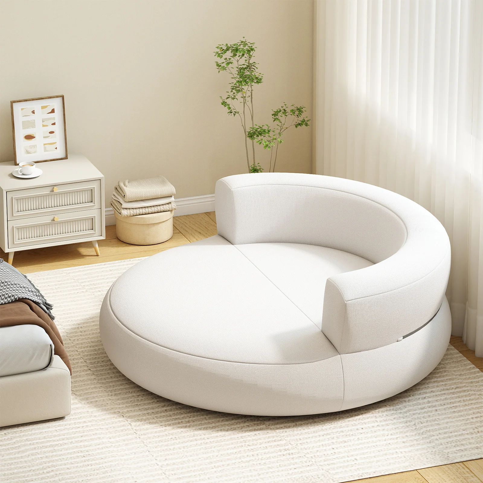 Inflatable Lounger Air Sofa with Detachable Cover, White - Image 3