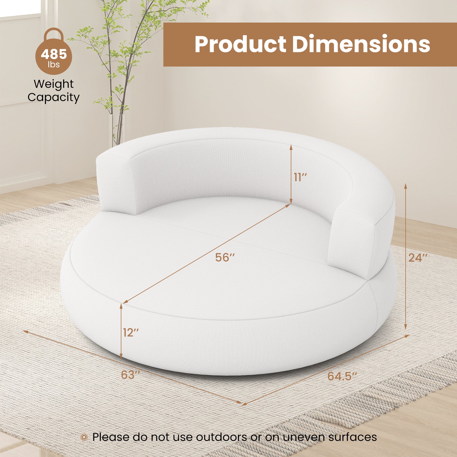 Inflatable Lounger Air Sofa with Detachable Cover, White - Image 5