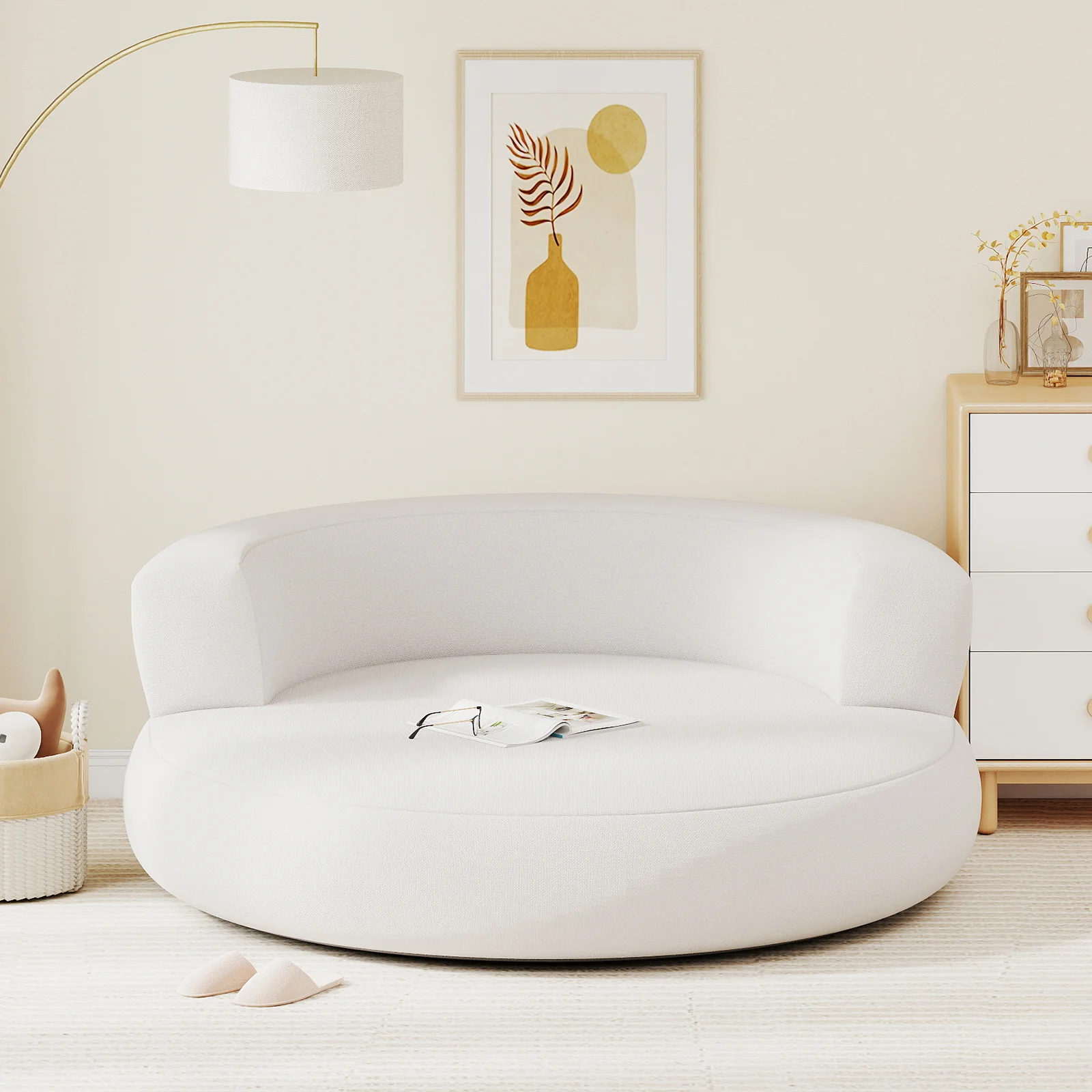 Inflatable Lounger Air Sofa with Detachable Cover, White - Image 6