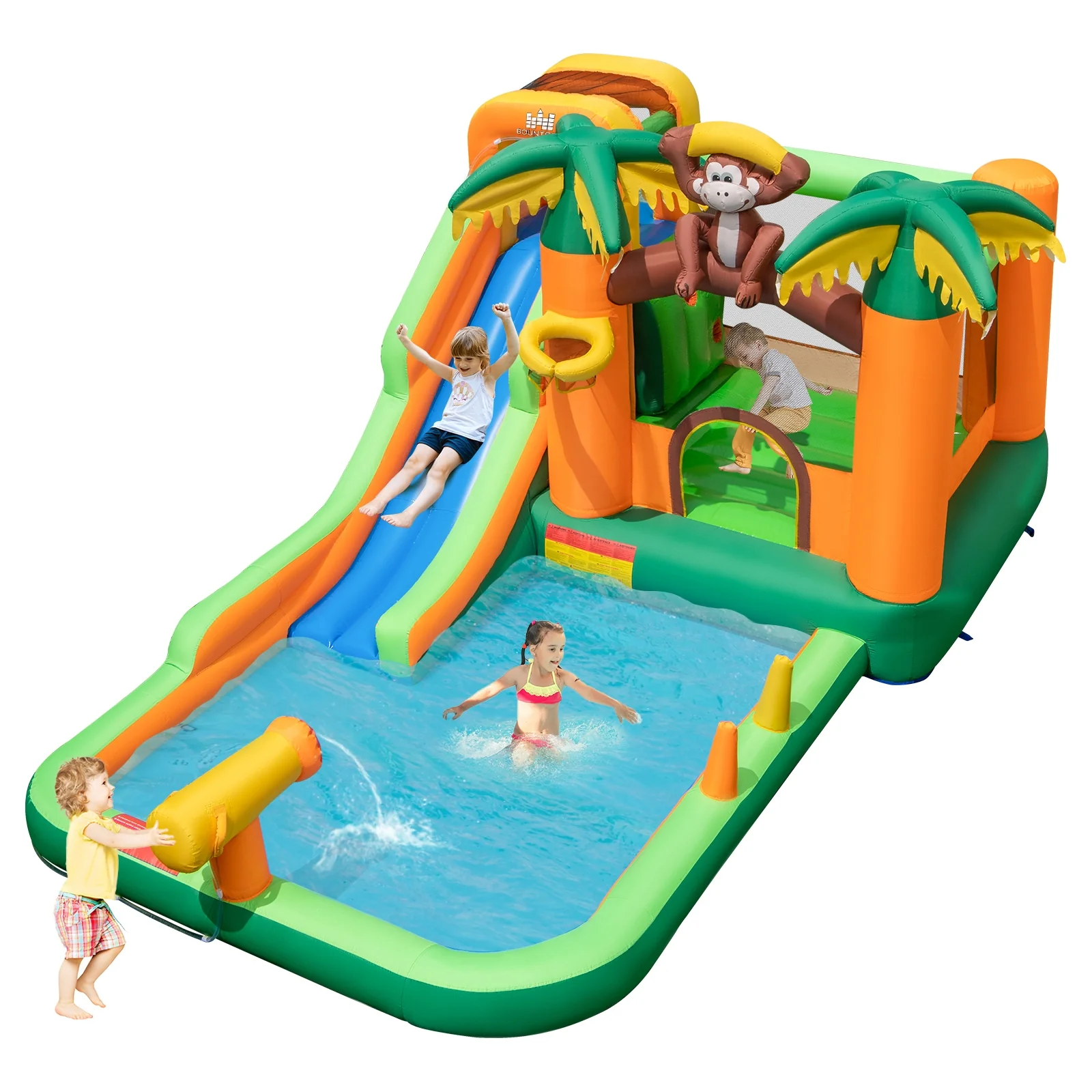 Inflatable Monkey Bounce House With Slide, Multicolor - Image 3