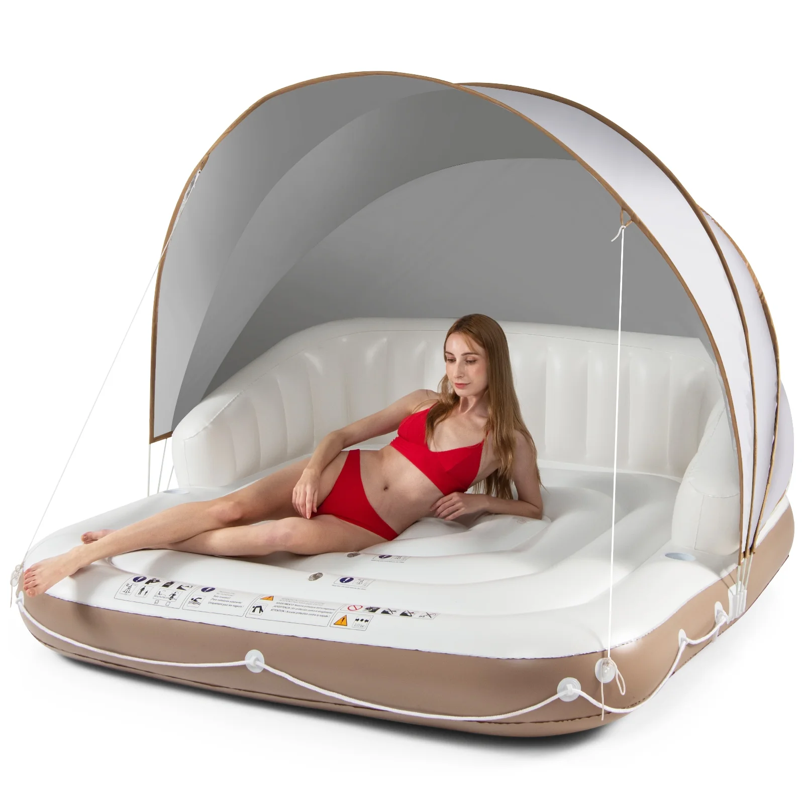 Inflatable Pool Float Lounge Raft, White - Image 3