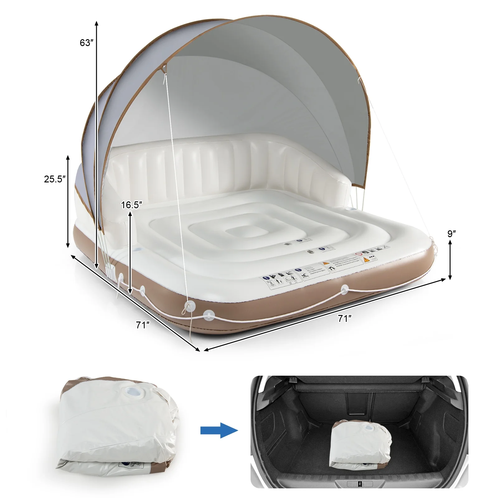 Inflatable Pool Float Lounge Raft, White - Image 4