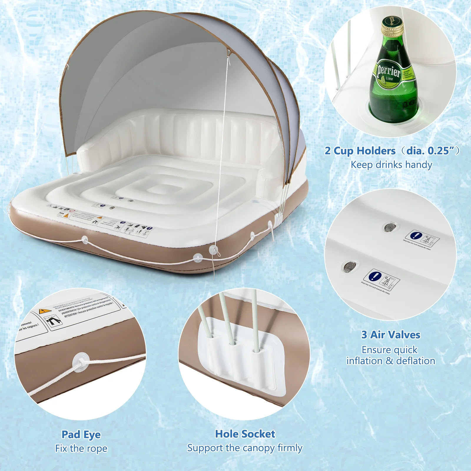 Inflatable Pool Float Lounge Raft, White - Image 9