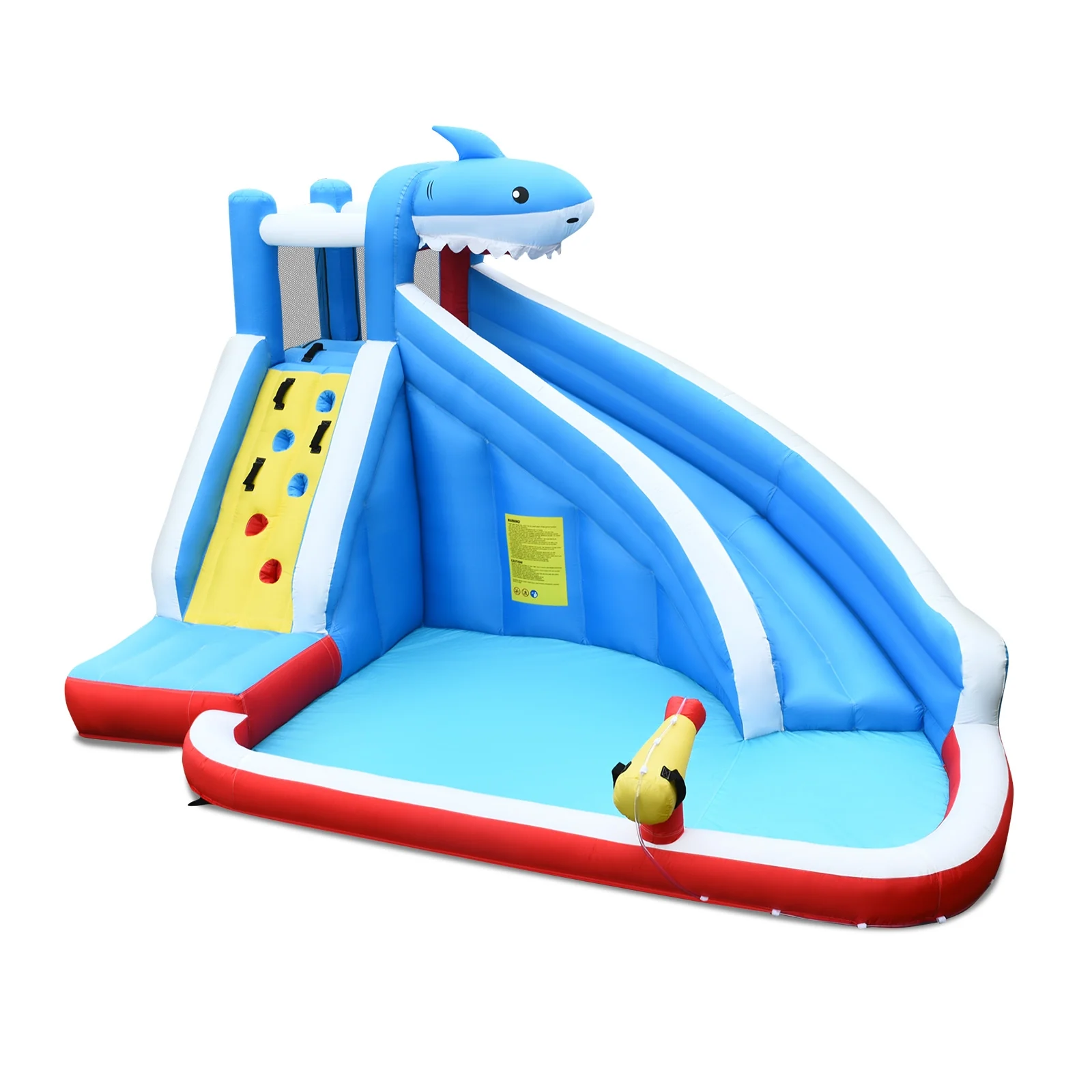 Inflatable Shark Bounce House, Water Slide, Climbing Wall