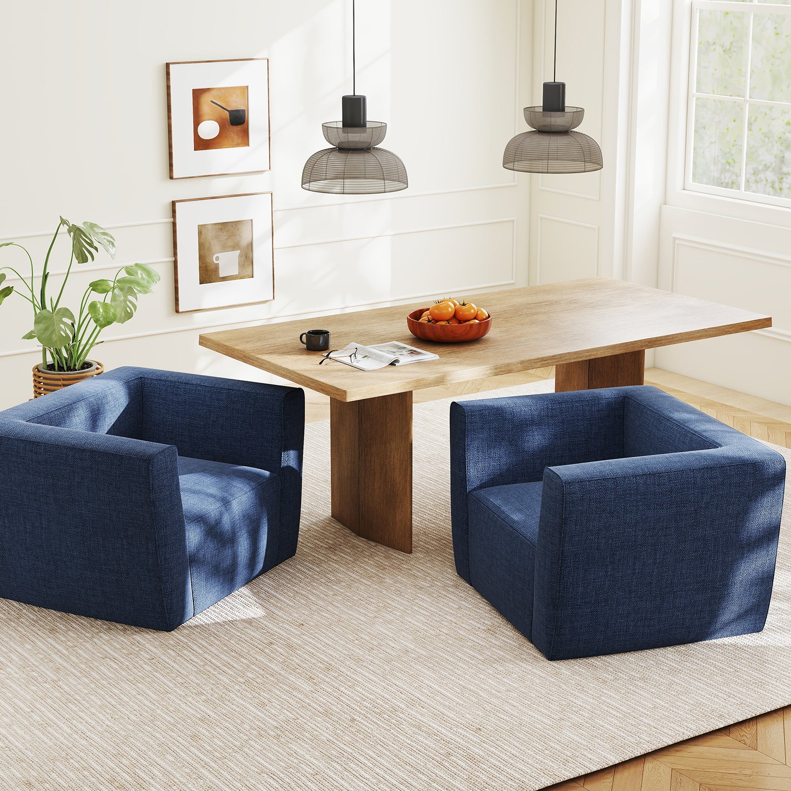 Inflatable Sofa with Detachable Cover and Wide Armrests, Blue - Image 6