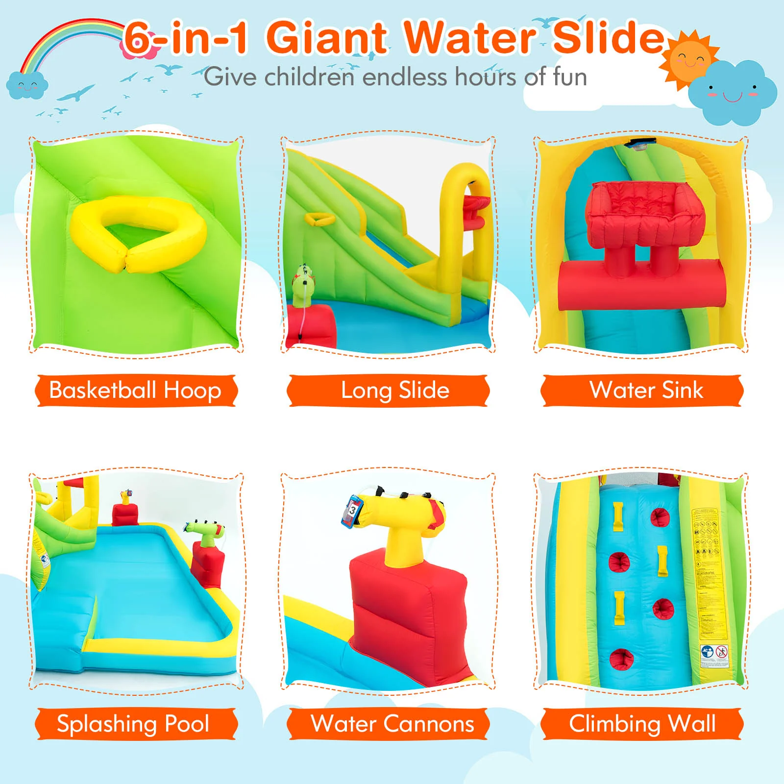 Inflatable Splash Jump Slide Water Bounce Without Blower - Image 9