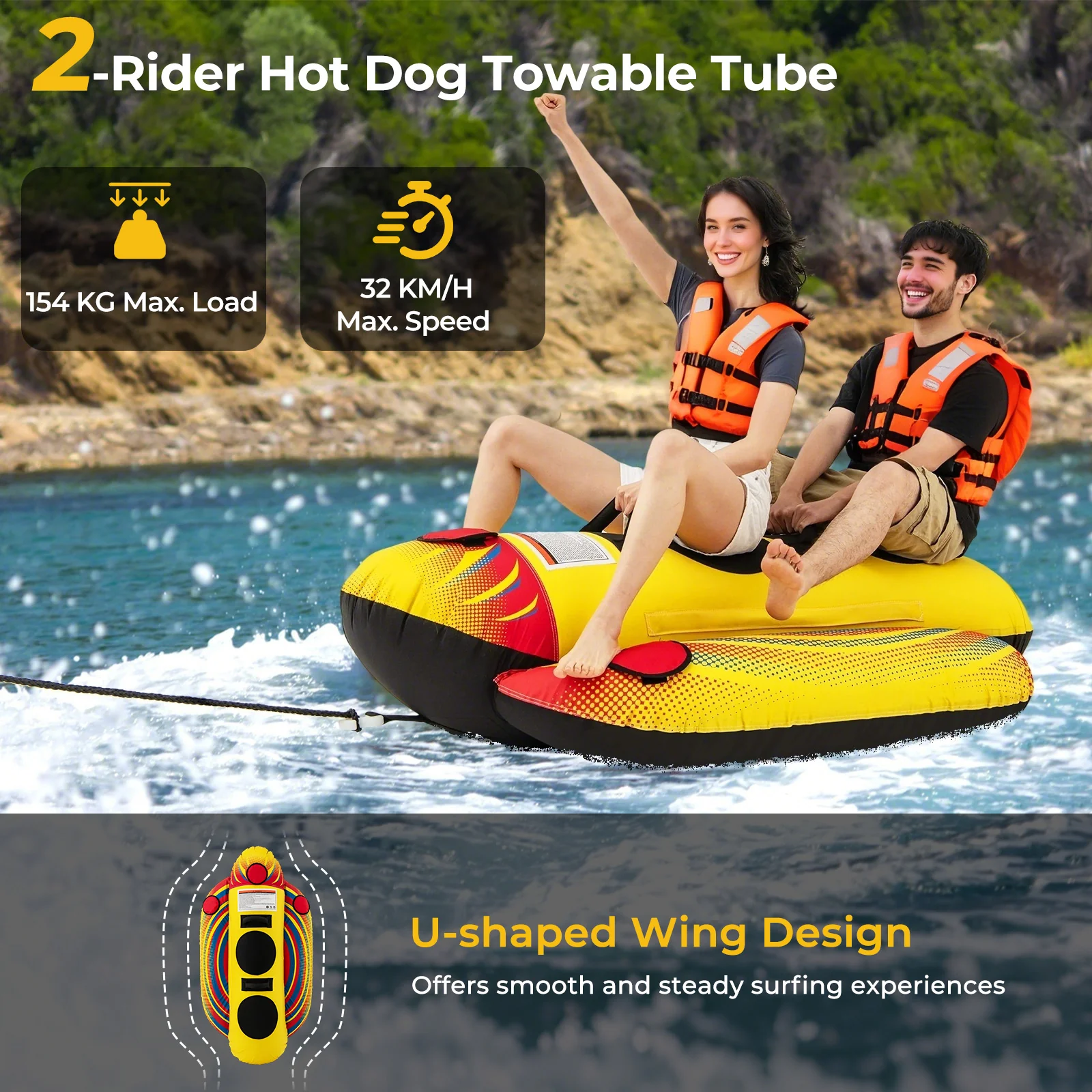 Inflatable Towable Tube Banana Boat, 1 or 2 Person - Image 7