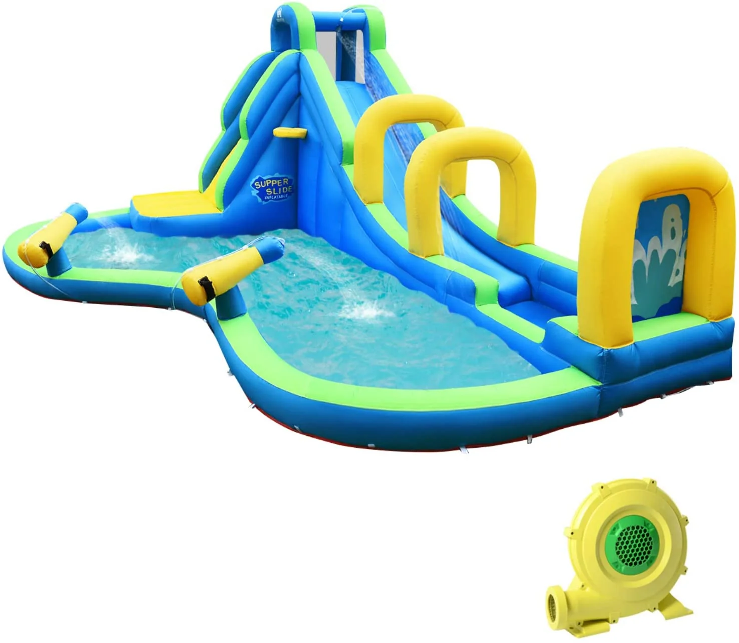 Inflatable Water Bounce, 735W Blower, Blue - Image 4