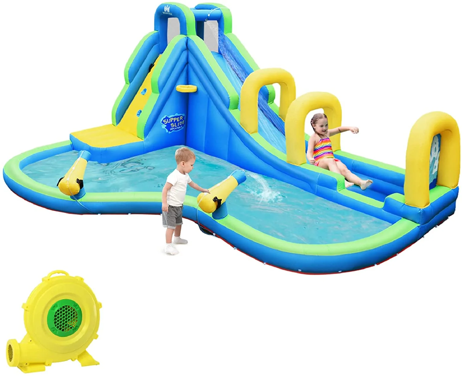 Inflatable Water Bounce, 735W Blower, Blue - Image 5