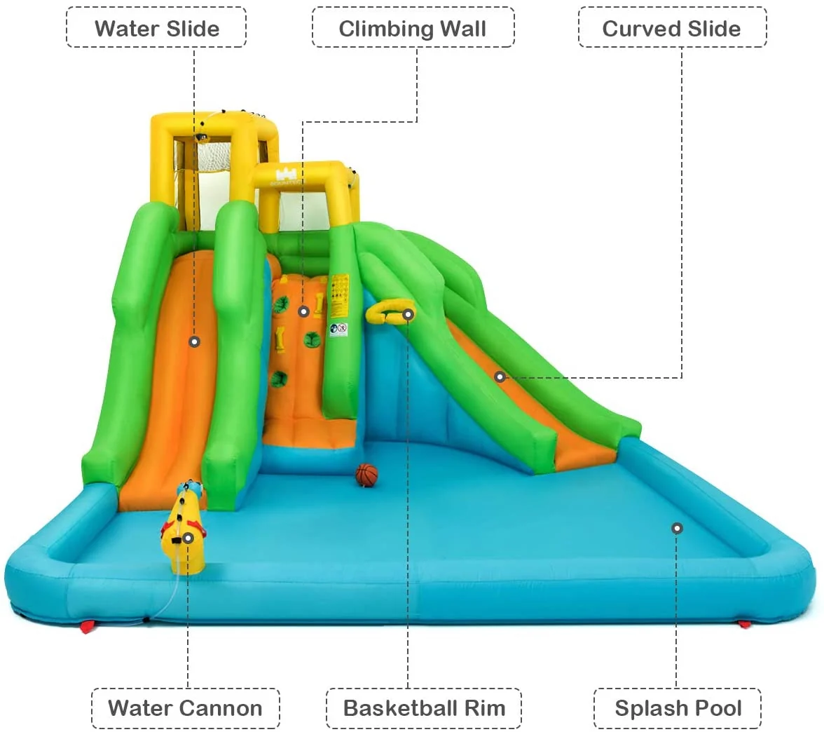 Inflatable Water Park Bounce House with Climbing Wall - Image 10