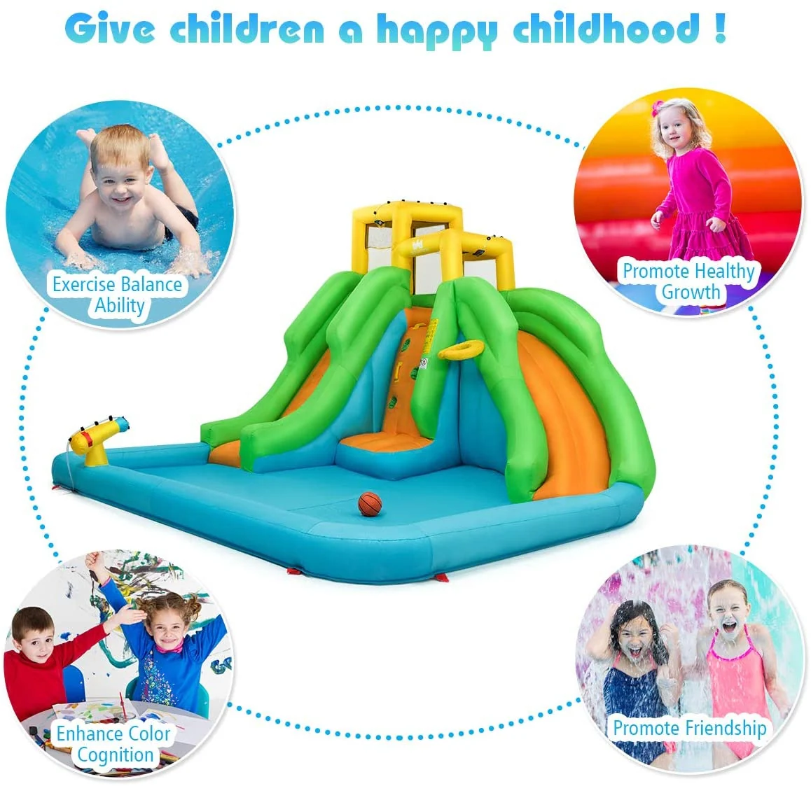 Inflatable Water Park Bounce House with Climbing Wall - Image 8