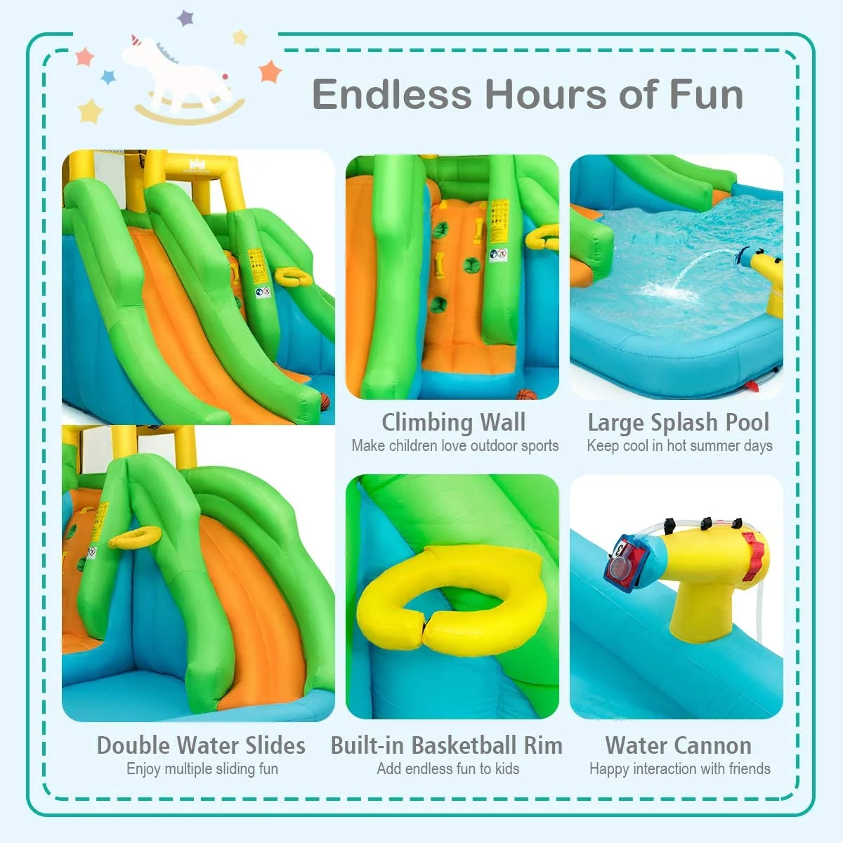 Inflatable Water Park Bounce House with Climbing Wall - Image 9