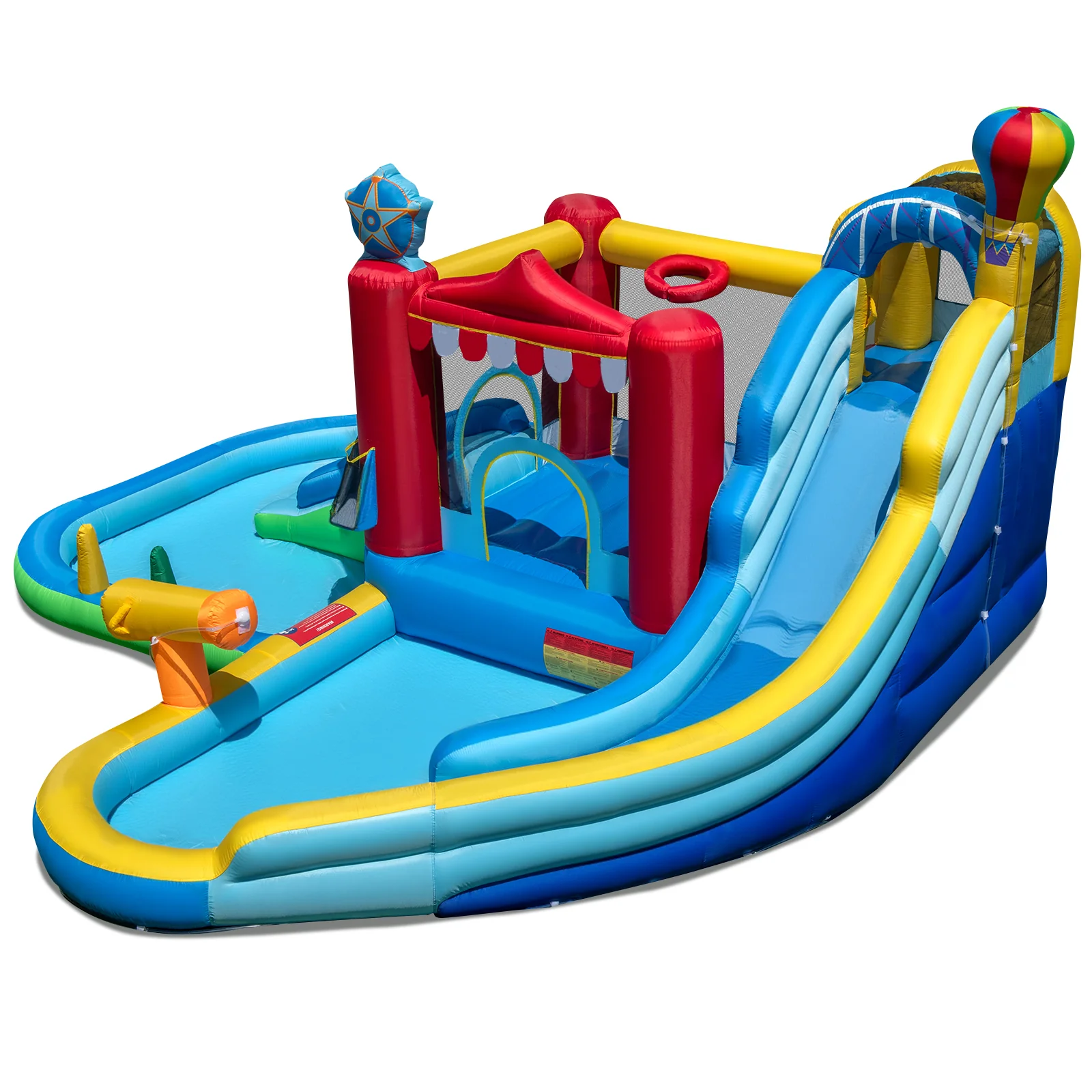 Inflatable Water Park with Splash Pool and Water Cannon for Birthday Party Without Blower, Multicolor - Image 5