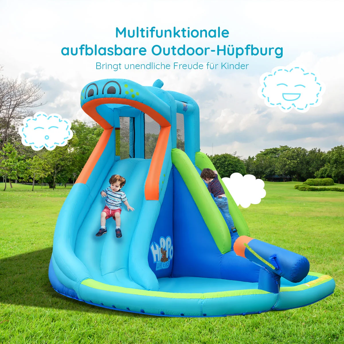 Inflatable Water Pool With Splash And Slide, Blue - Image 10