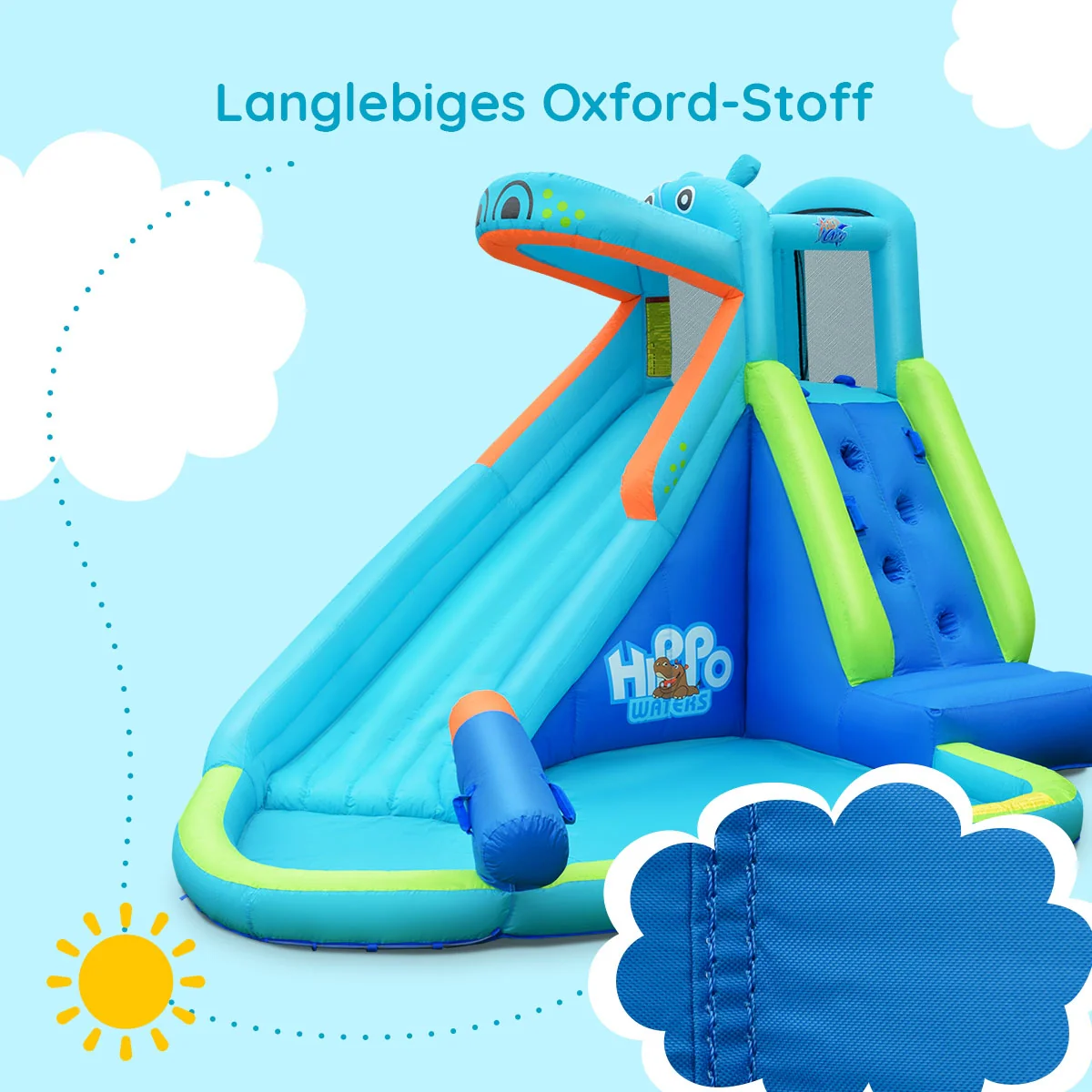 Inflatable Water Pool With Splash And Slide, Blue - Image 9