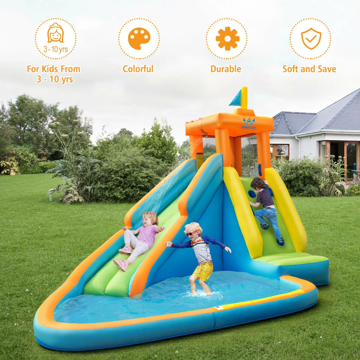 Inflatable Water Slide, Bounce House, 740W Blower - Image 4