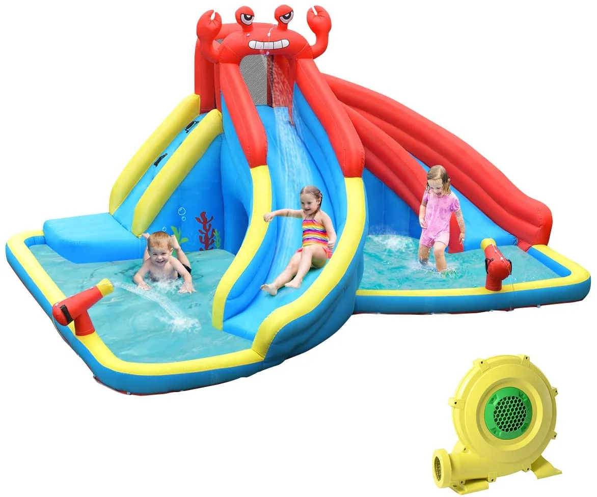Inflatable Water Slide Bounce House, 950W Blower, Water Cannon - Image 4