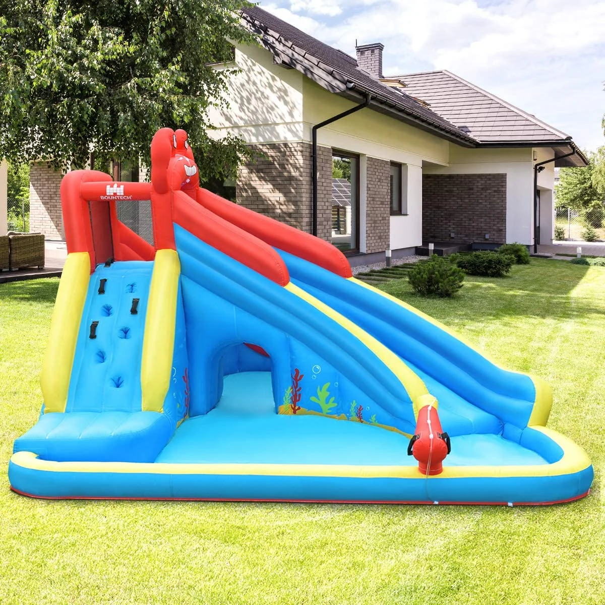 Inflatable Water Slide Bounce House, 950W Blower, Water Cannon - Image 7