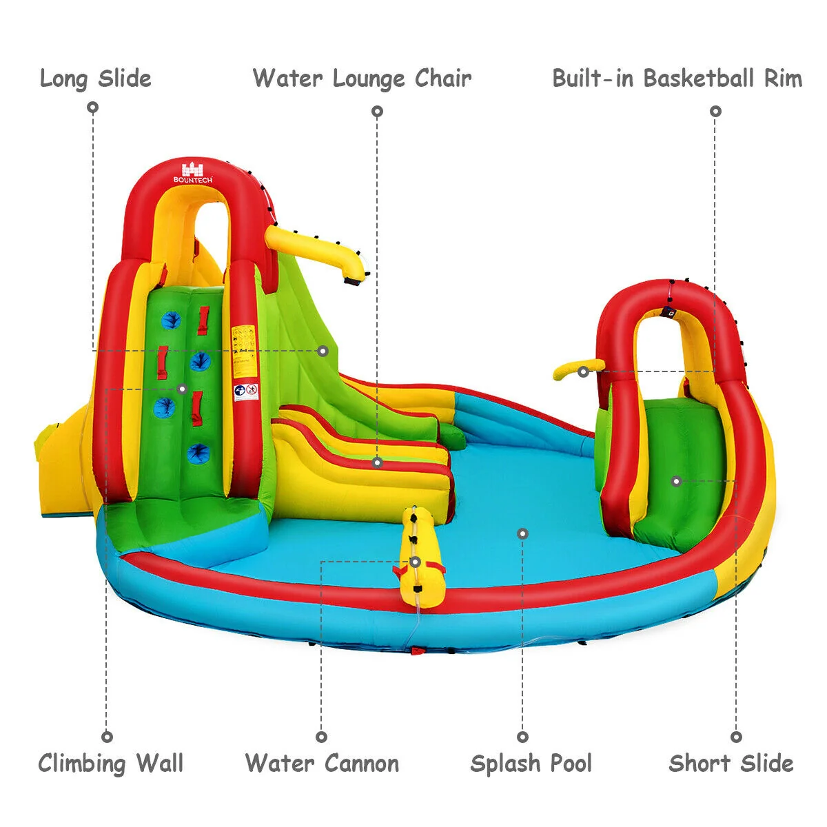 Inflatable Water Slide Bounce House, Climbing Wall, Pool, No Blower - Image 6