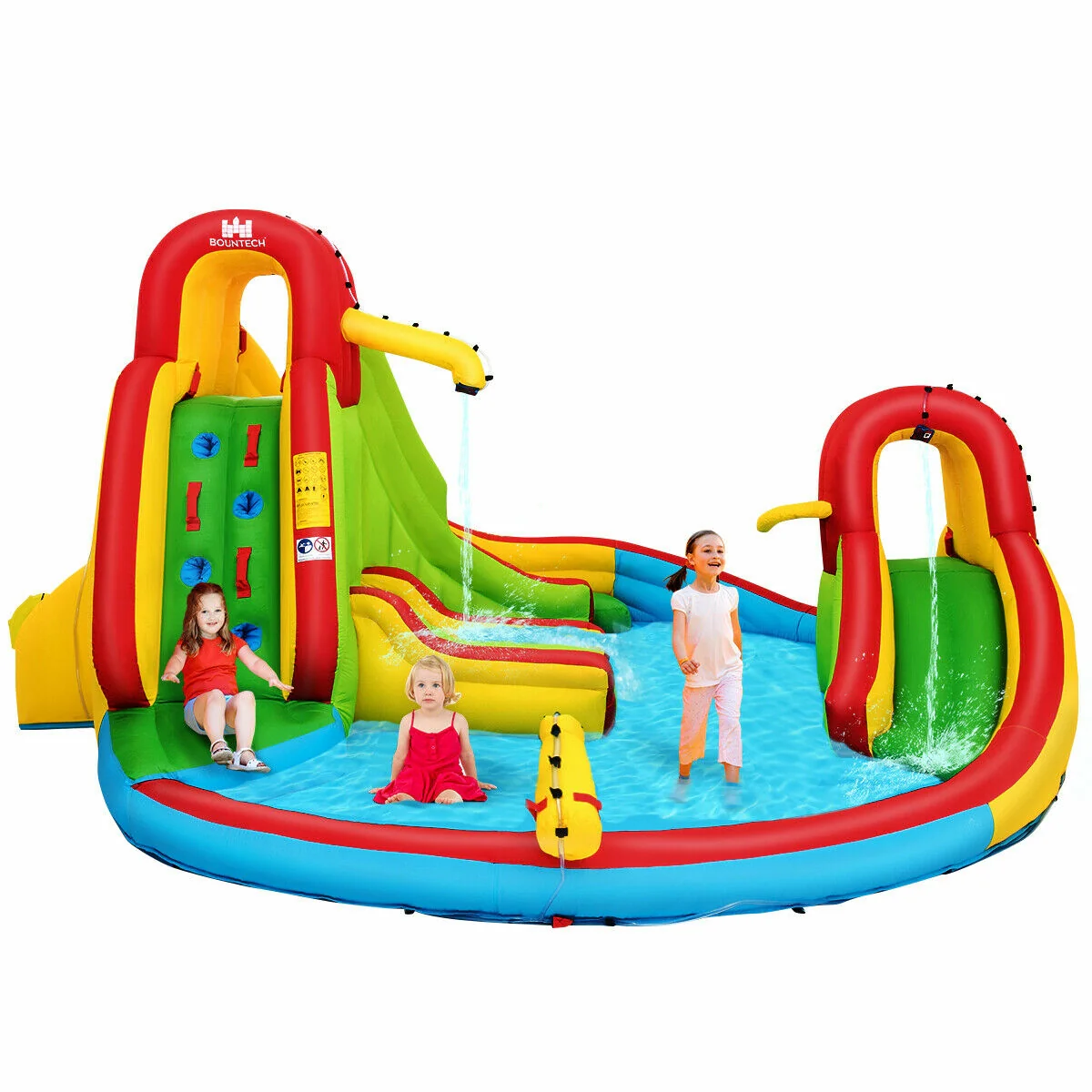 Inflatable Water Slide Bounce House, Climbing Wall, Pool, No Blower - Image 9