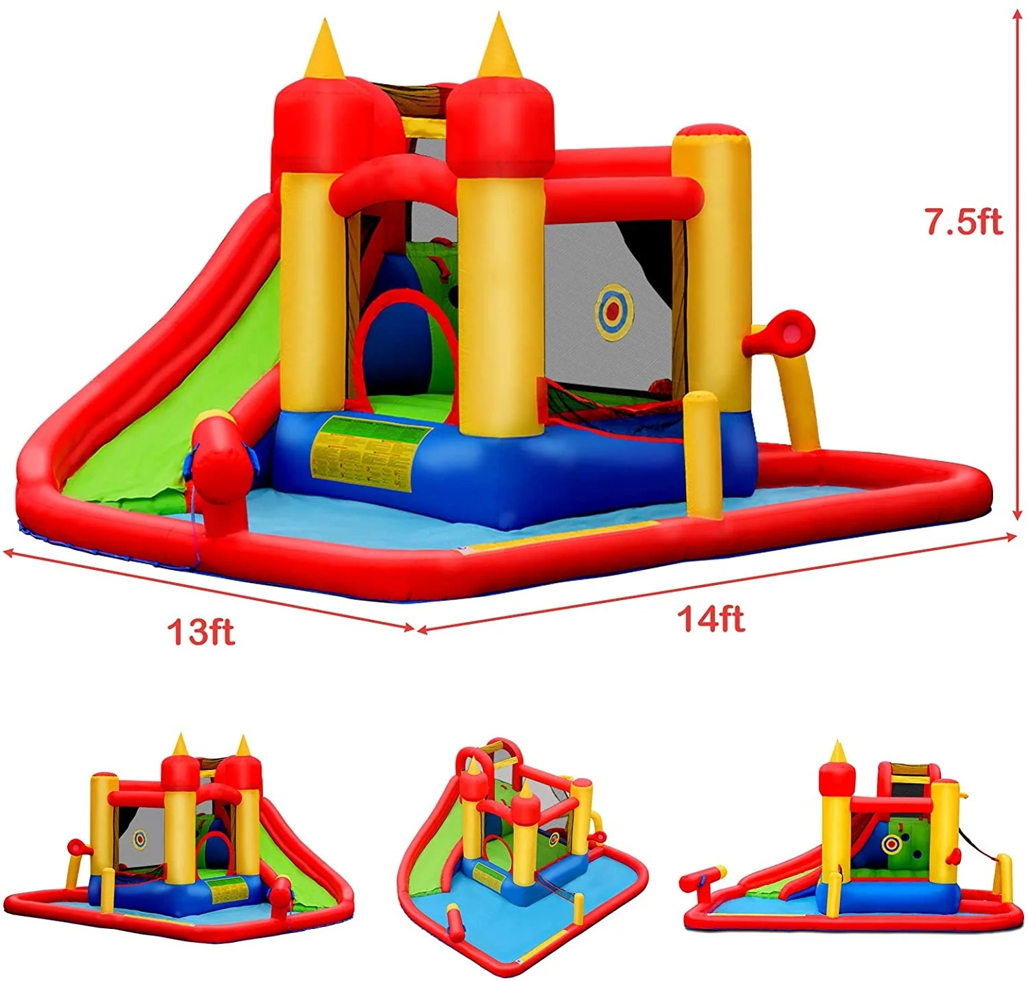 Inflatable Water Slide Bounce House, Without Blower, Black - Image 5