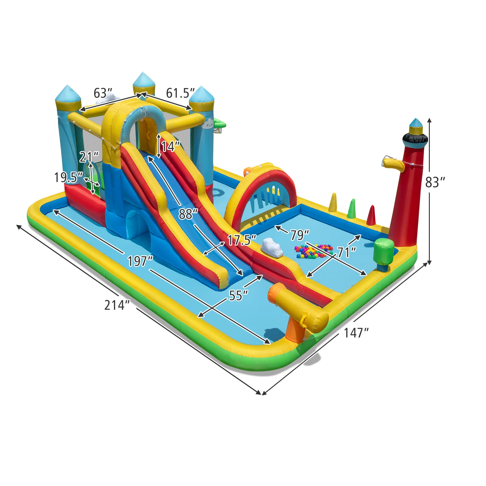 Inflatable Water Slide Giant Water Park with Long Slide 750W Blower - Image 5