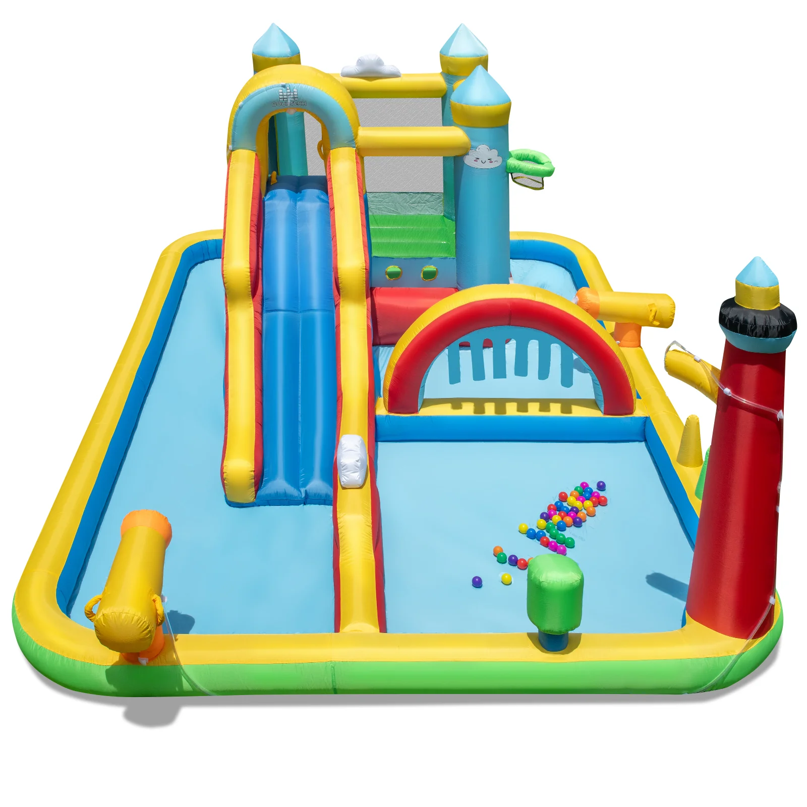 Inflatable Water Slide Giant Water Park with Long Slide Jumping Area - Image 3