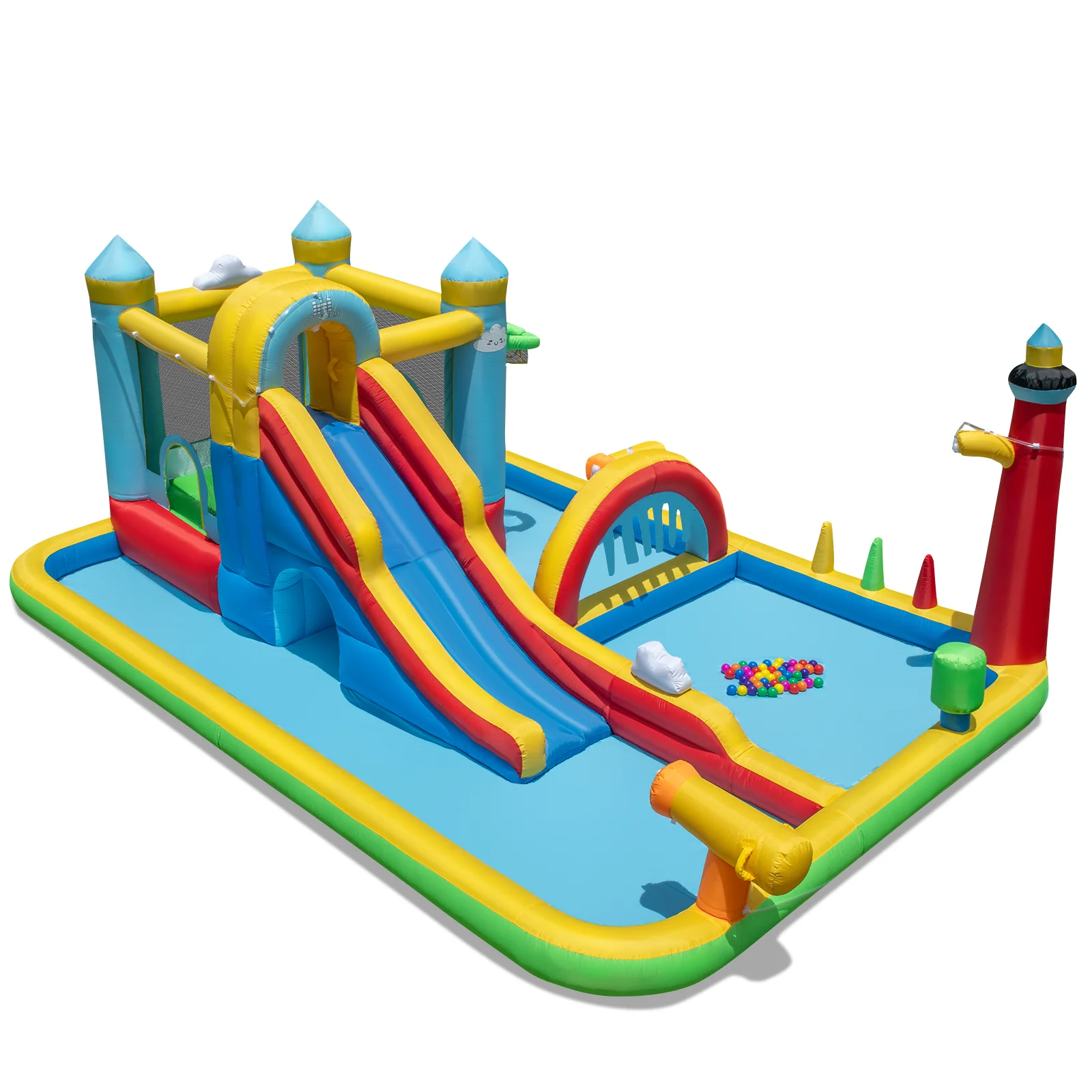 Inflatable Water Slide Giant Water Park with Long Slide Jumping Area - Image 5