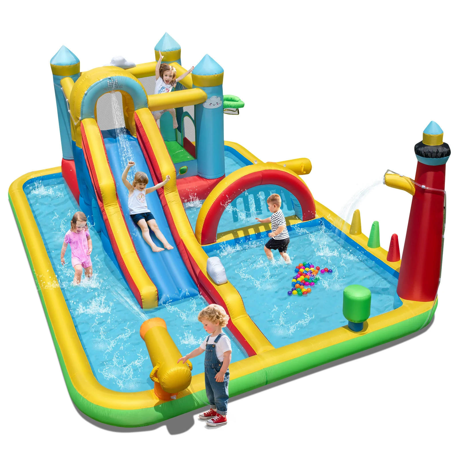 Inflatable Water Slide Giant Water Park with Long Slide Jumping Area - Image 6