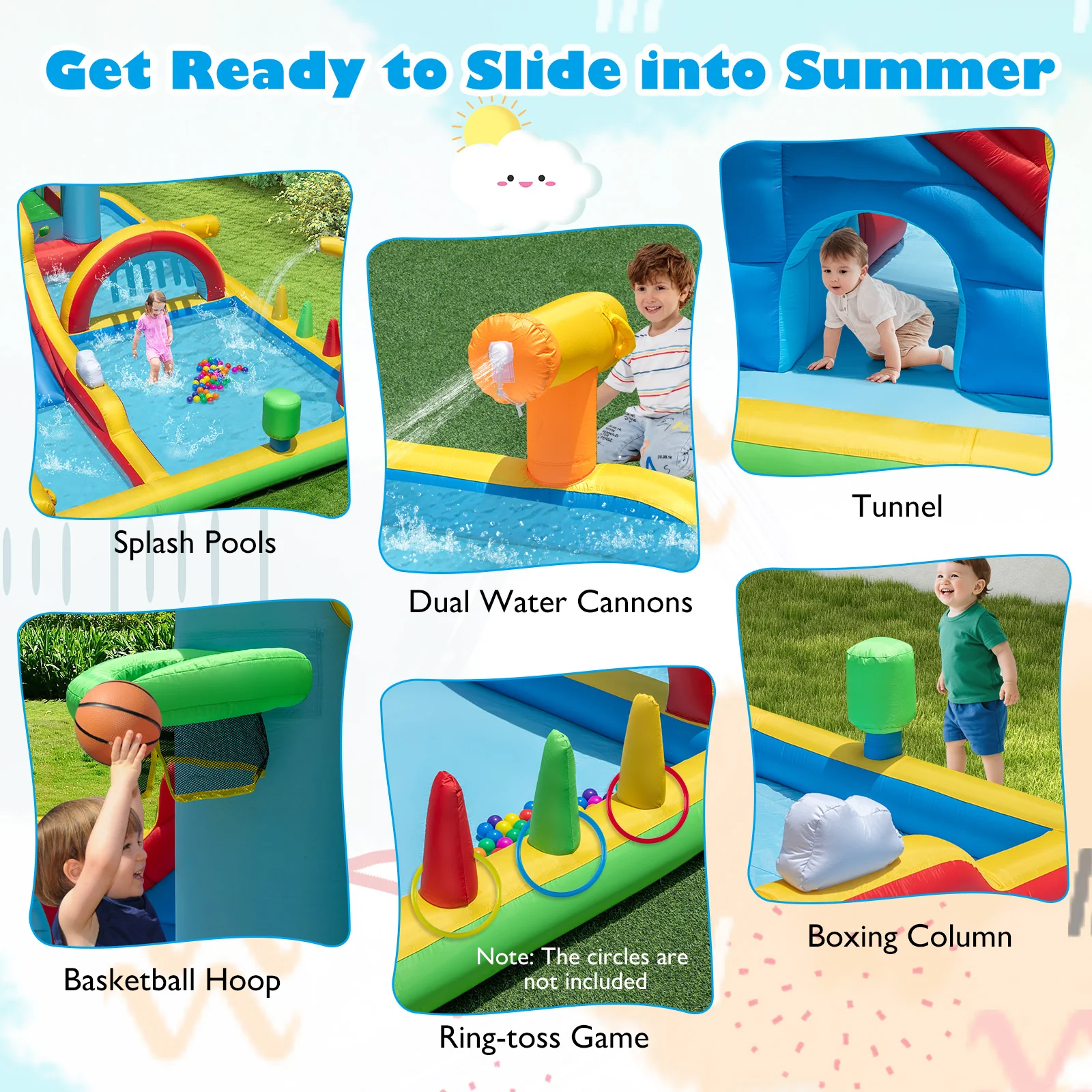 Inflatable Water Slide Giant Water Park with Long Slide Jumping Area - Image 8