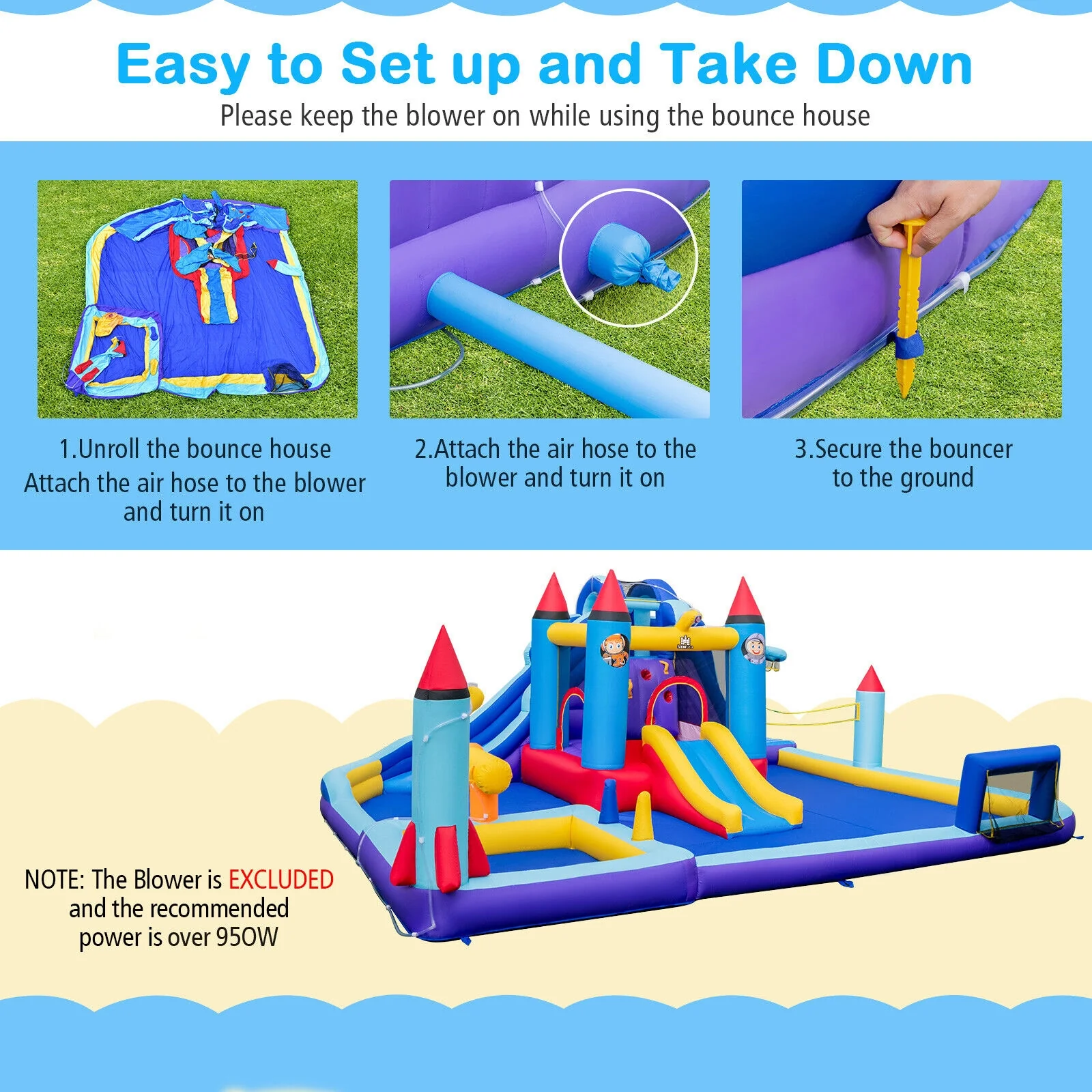 Inflatable Water Slide Park, Blue - Image 7