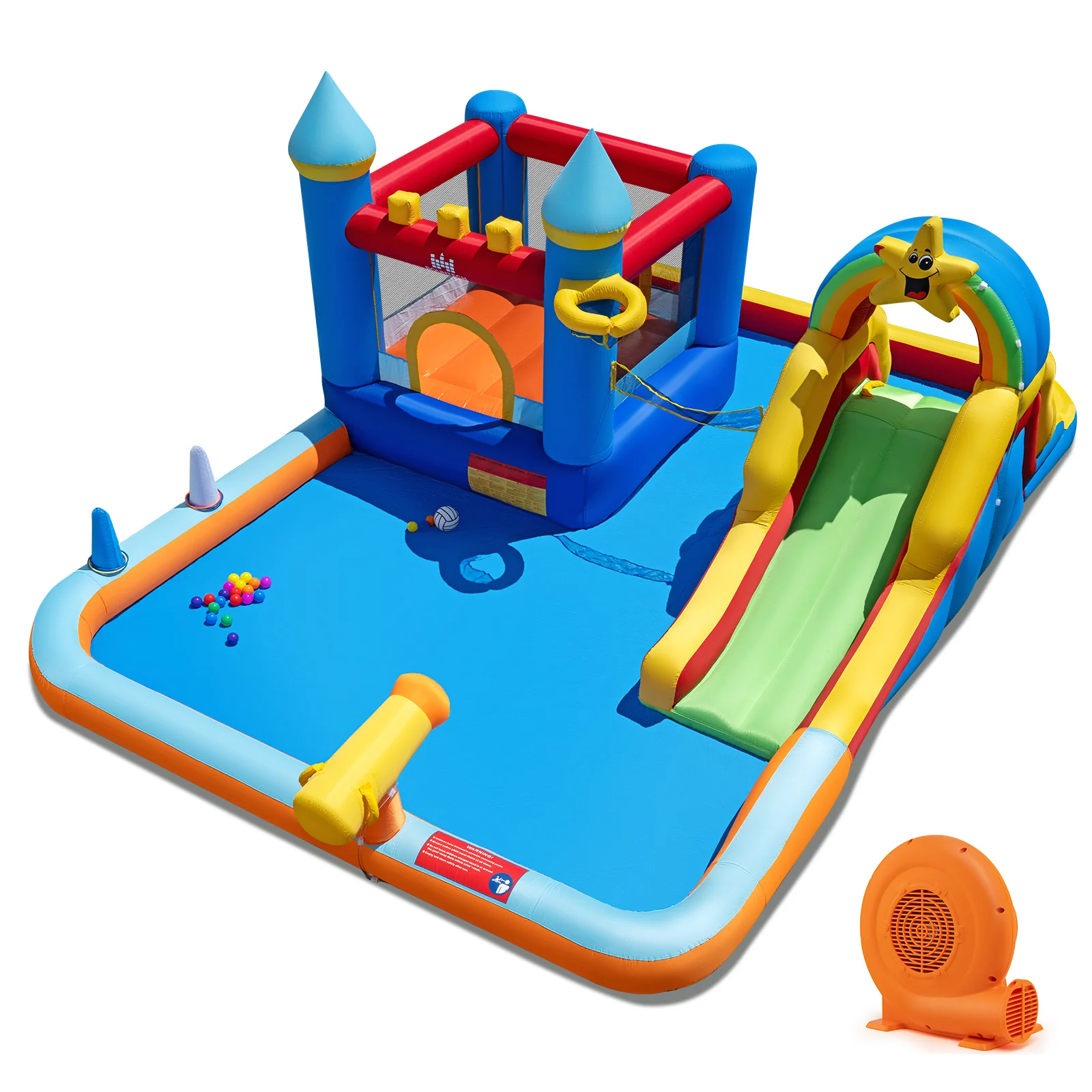 Inflatable Water Slide Park Bouncy Castle with Climbing Wall with 750W Blower - Image 3