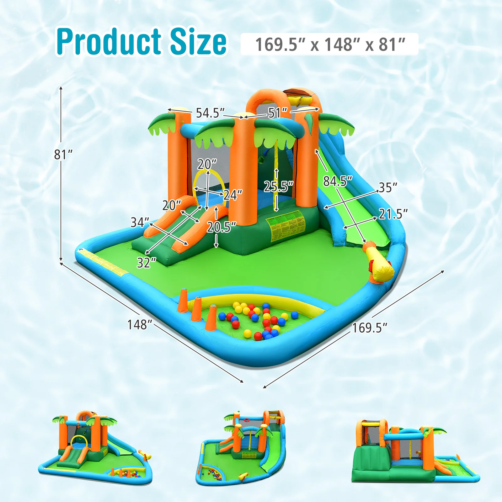 Inflatable Water Slide Park, Upgraded Handrail, No Blower - Image 6