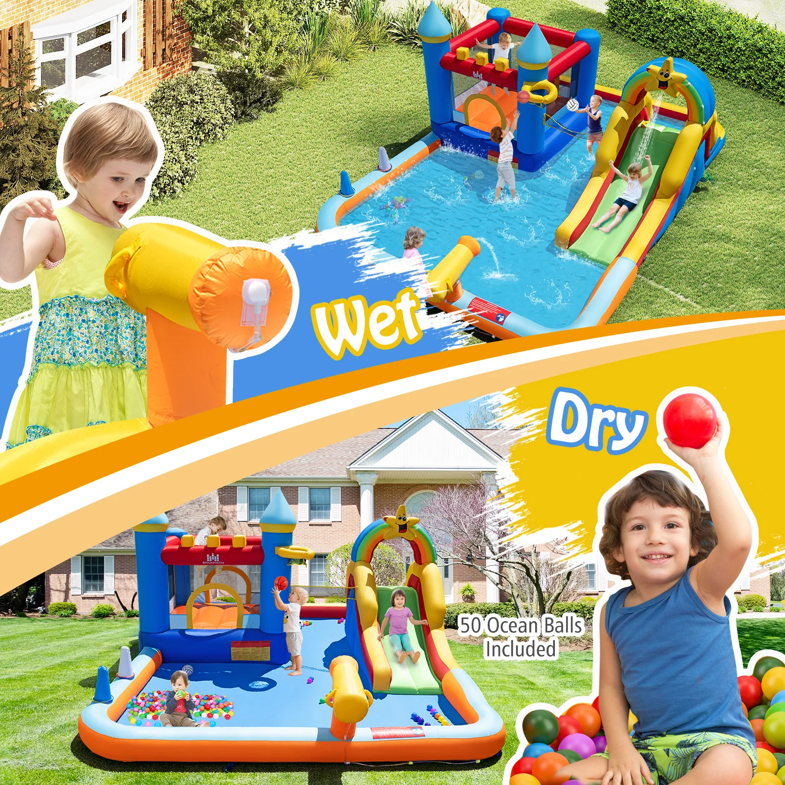 Inflatable Water Slide Park With Climbing Wall, Splash Pool - Image 9
