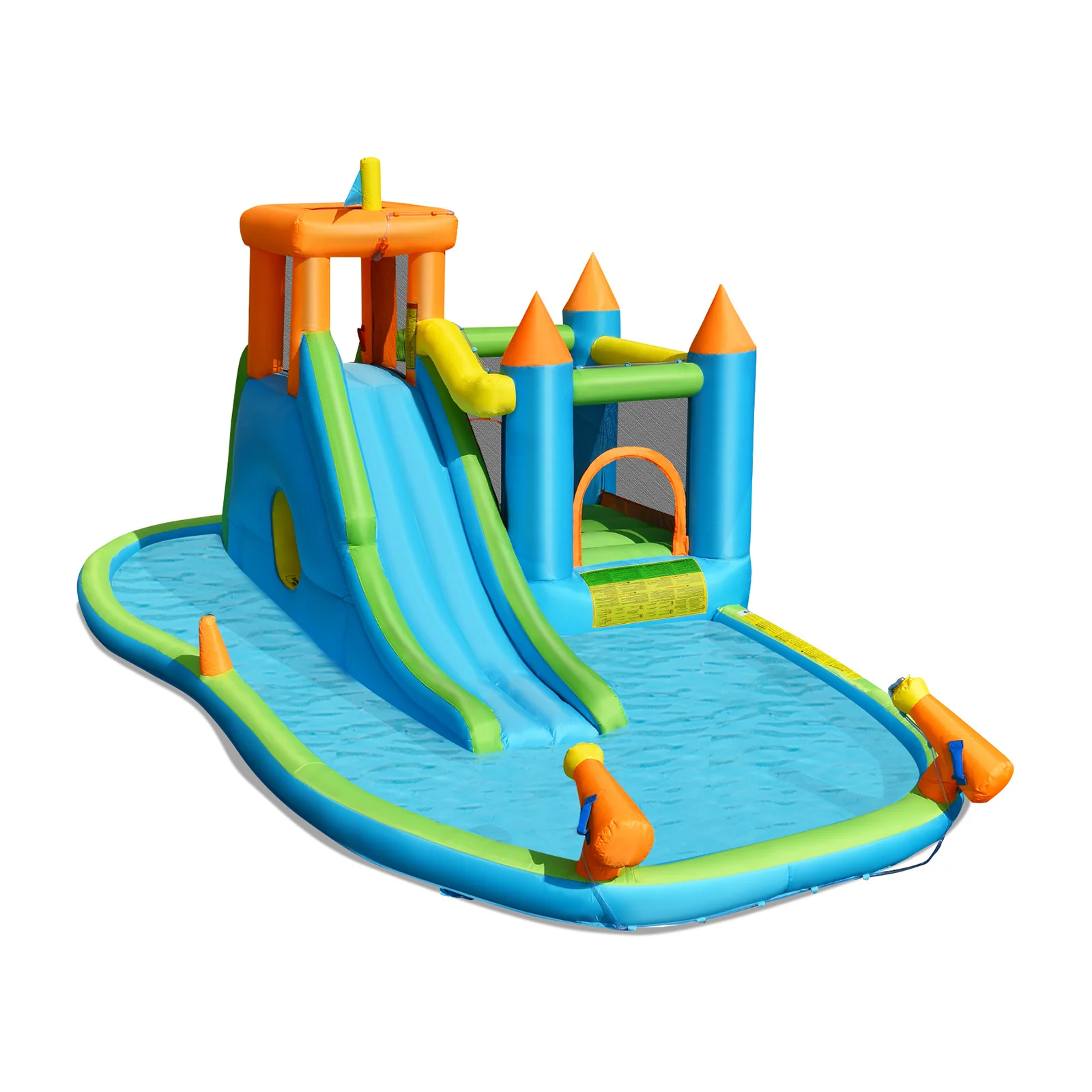 Inflatable Water Slide With Bounce House, Splash Pool, No Blower, Kids - Image 4