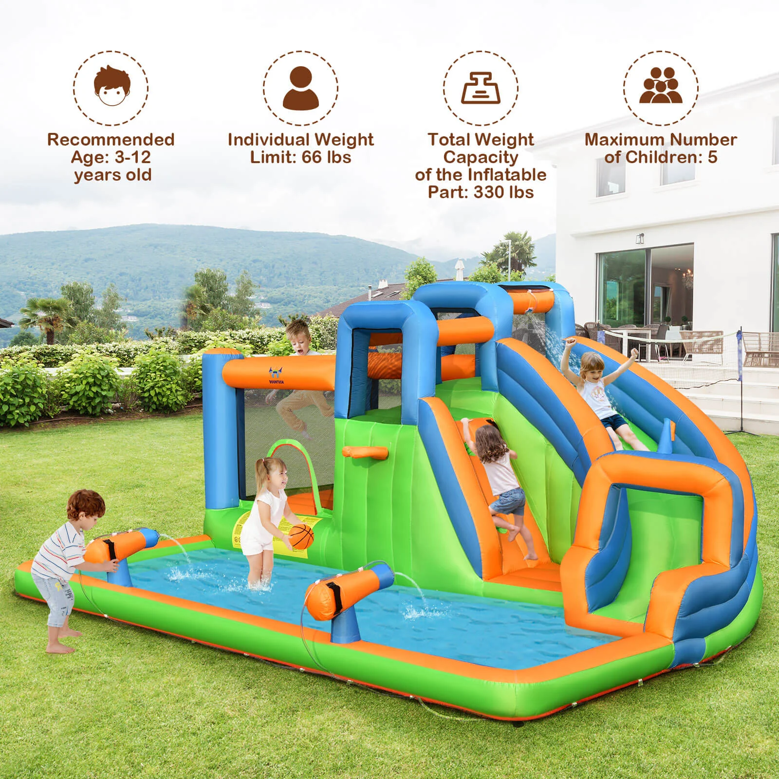 Inflatable Water Slide With Dual Climbing Walls, Blower Excluded - Image 5