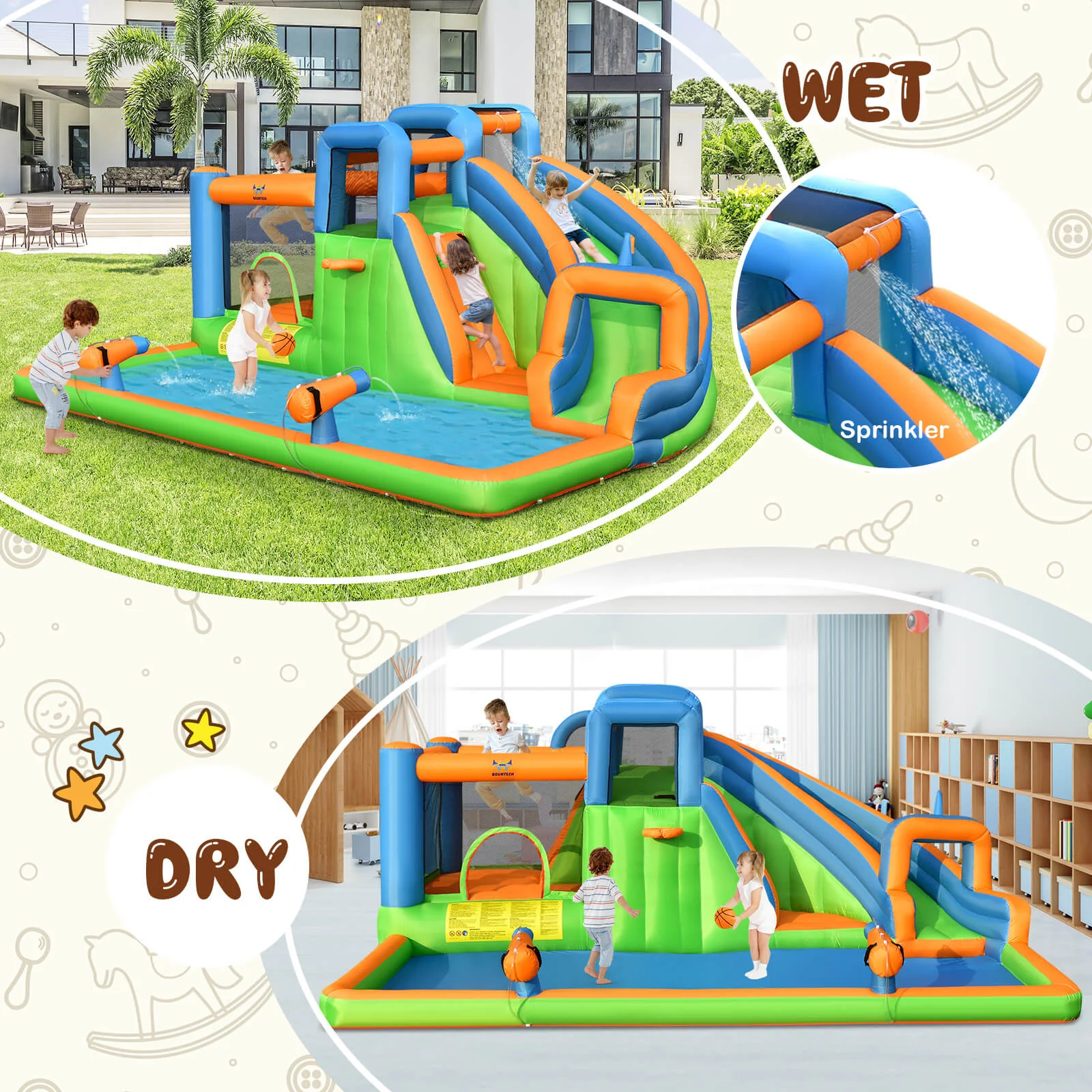 Inflatable Water Slide With Dual Climbing Walls, Blower Excluded - Image 7