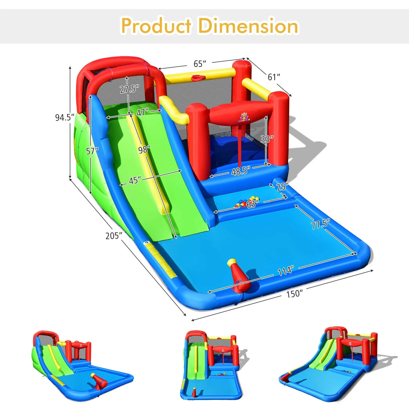Inflatable Water Slide With Ocean Balls, Kids, No Blower - Image 6