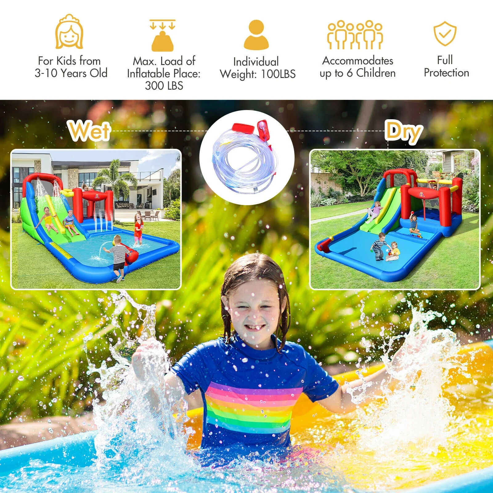 Inflatable Water Slide With Ocean Balls, Kids, No Blower - Image 8